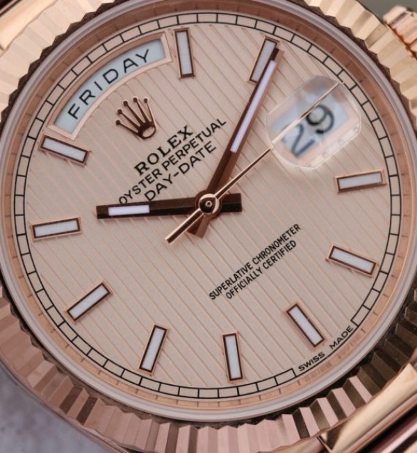 Replica Rolex Day-Date 40mm 228235 RG Noob RG Textured Dial RG Bracelet A3255 - Elite Watch Atelier