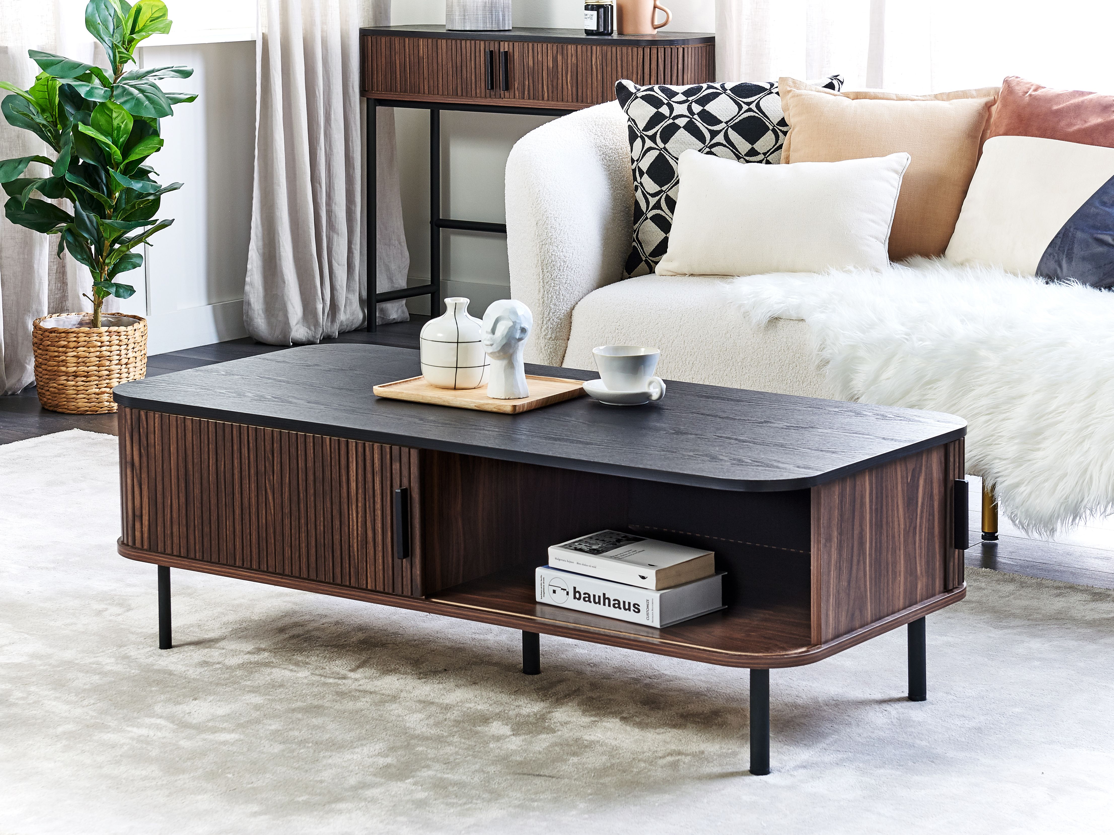 Coffee Table JOSE Dark Brown with Storage