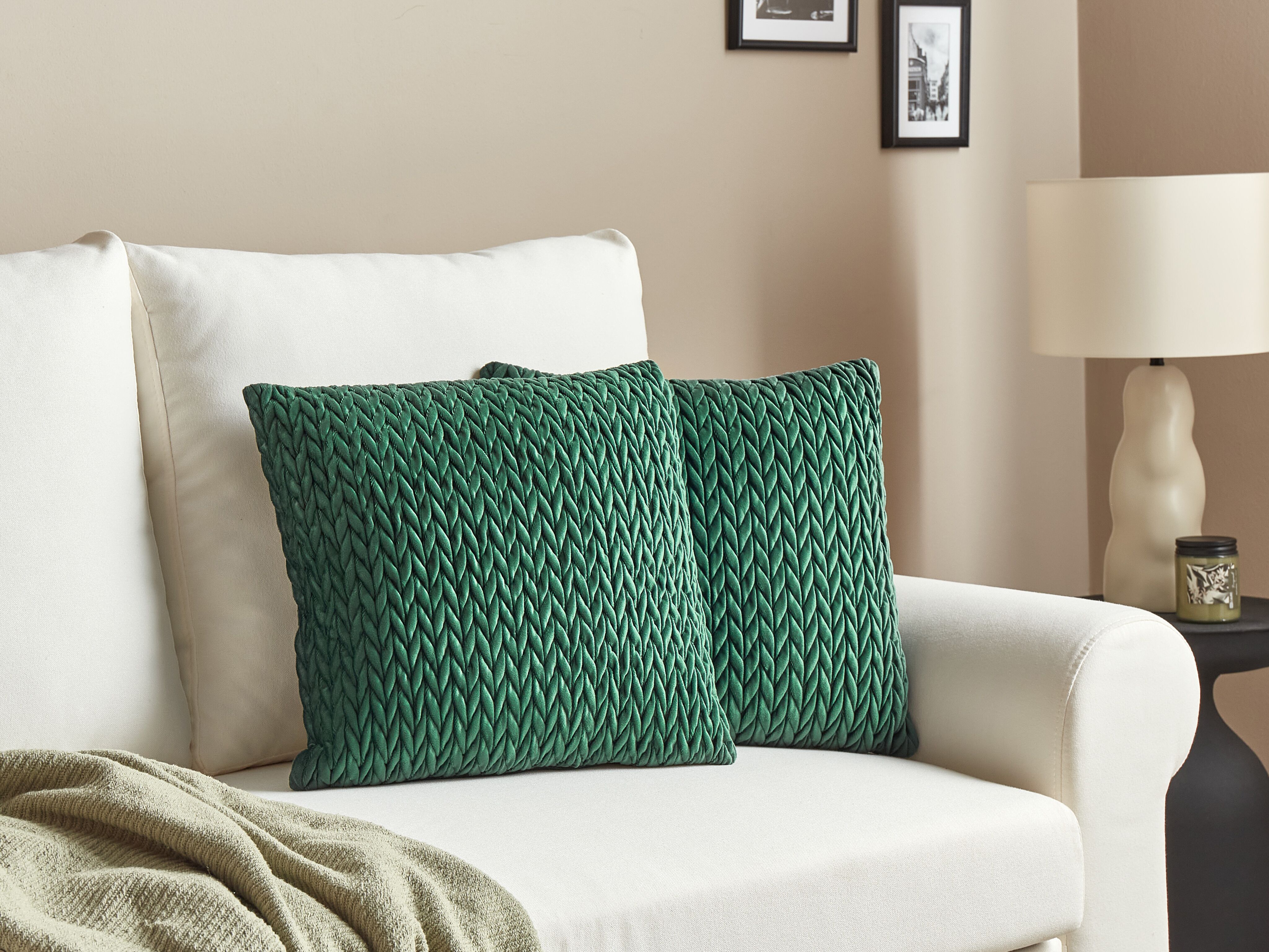 Set of 2 Decorative Cushions ECLIPTA 45 x 45 cm Green Solid
