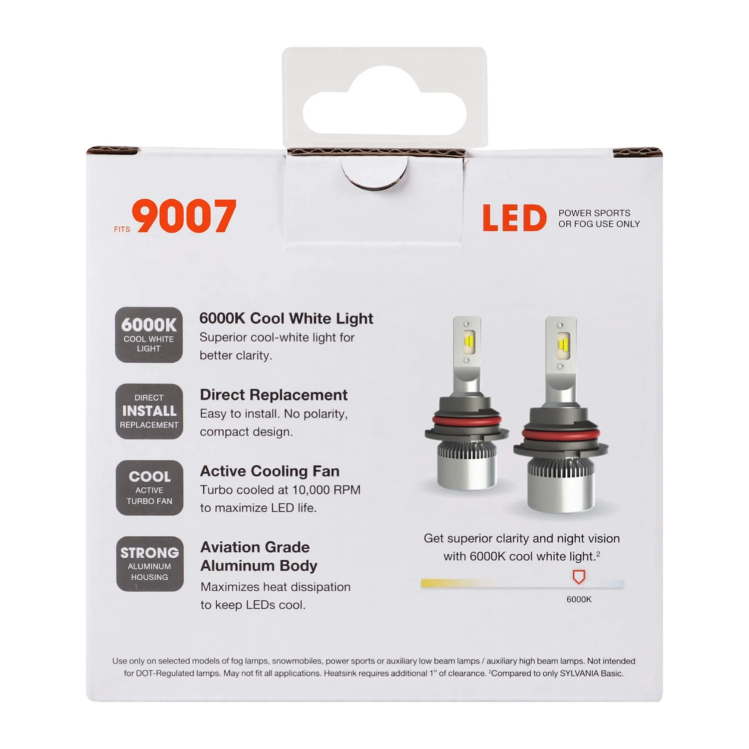 Sylvania 9007 LED Fog Light and Powersport Bulb - 2 Pack