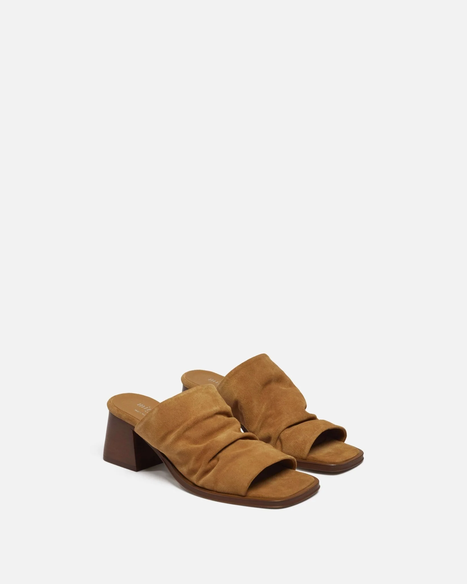 MULES DELMA/VEL - En cuir velours à talons cognac