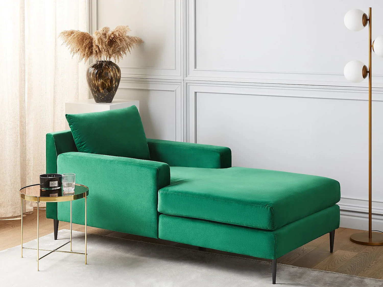 Chaise longue GUERET Velours Vert