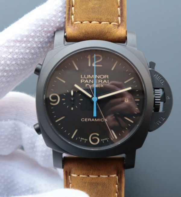 Replica Panerai XF PAM580 Real Ceramic Black Dial Asso Strap P.9100 - Top club