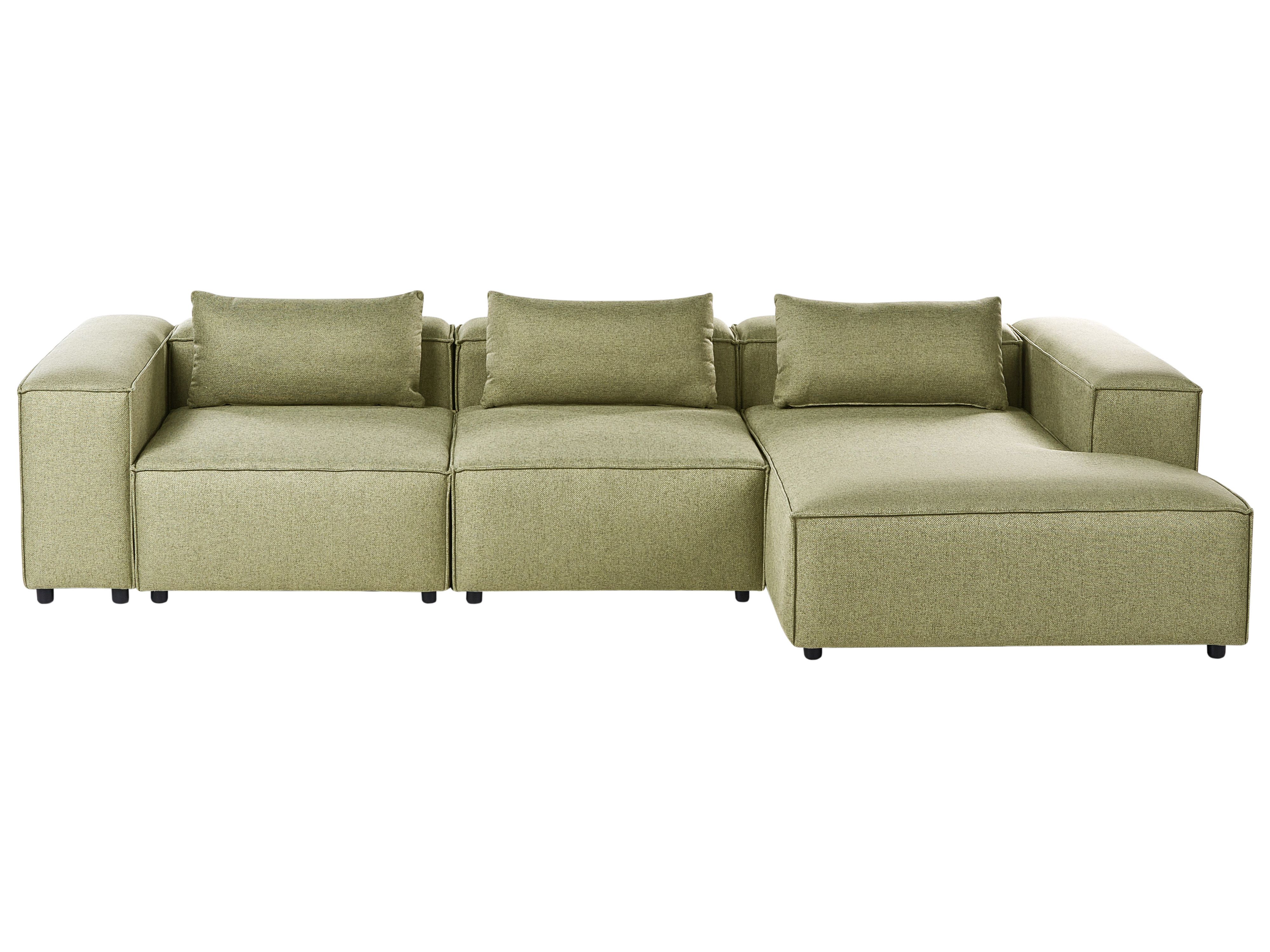Modular Corner Sofa 4 Seater BRANDE Fabric Light Green Left Hand