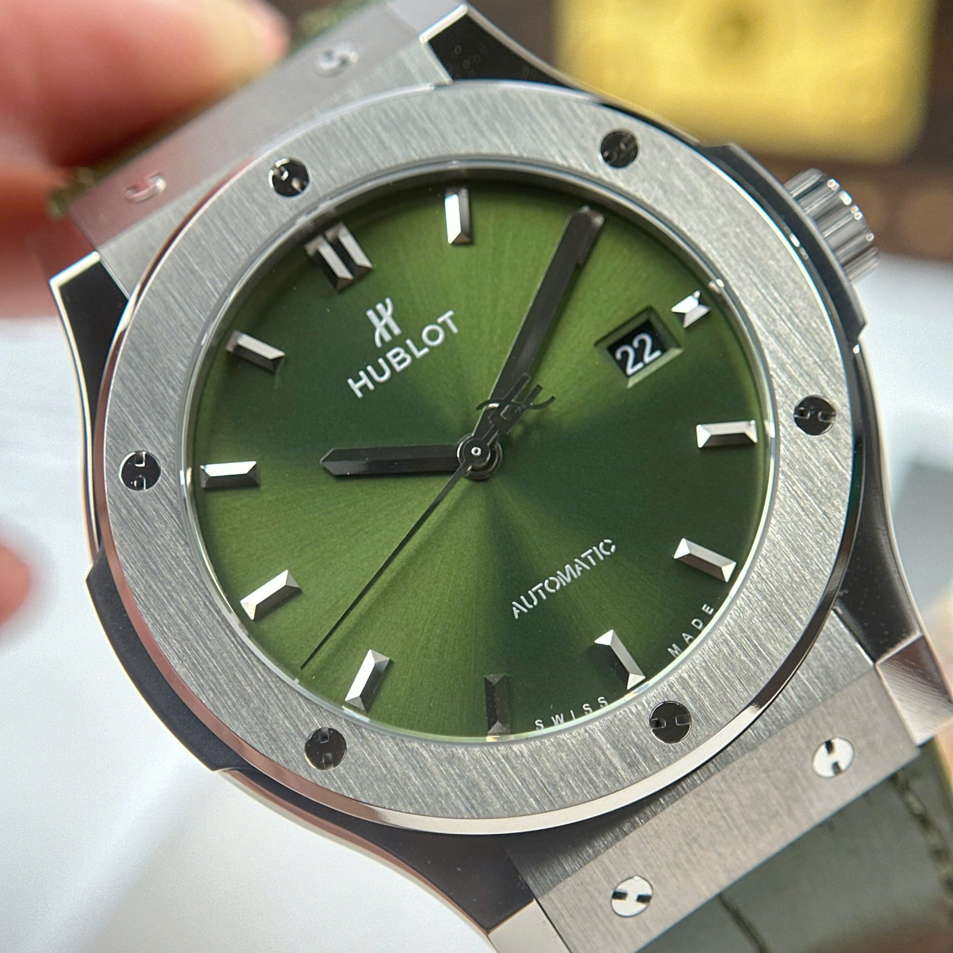 Hublot Classic Fusion Titanium Fake Watches Green Dial Weight 84 Grams Super Light JJZ Factory 42mm - Top club