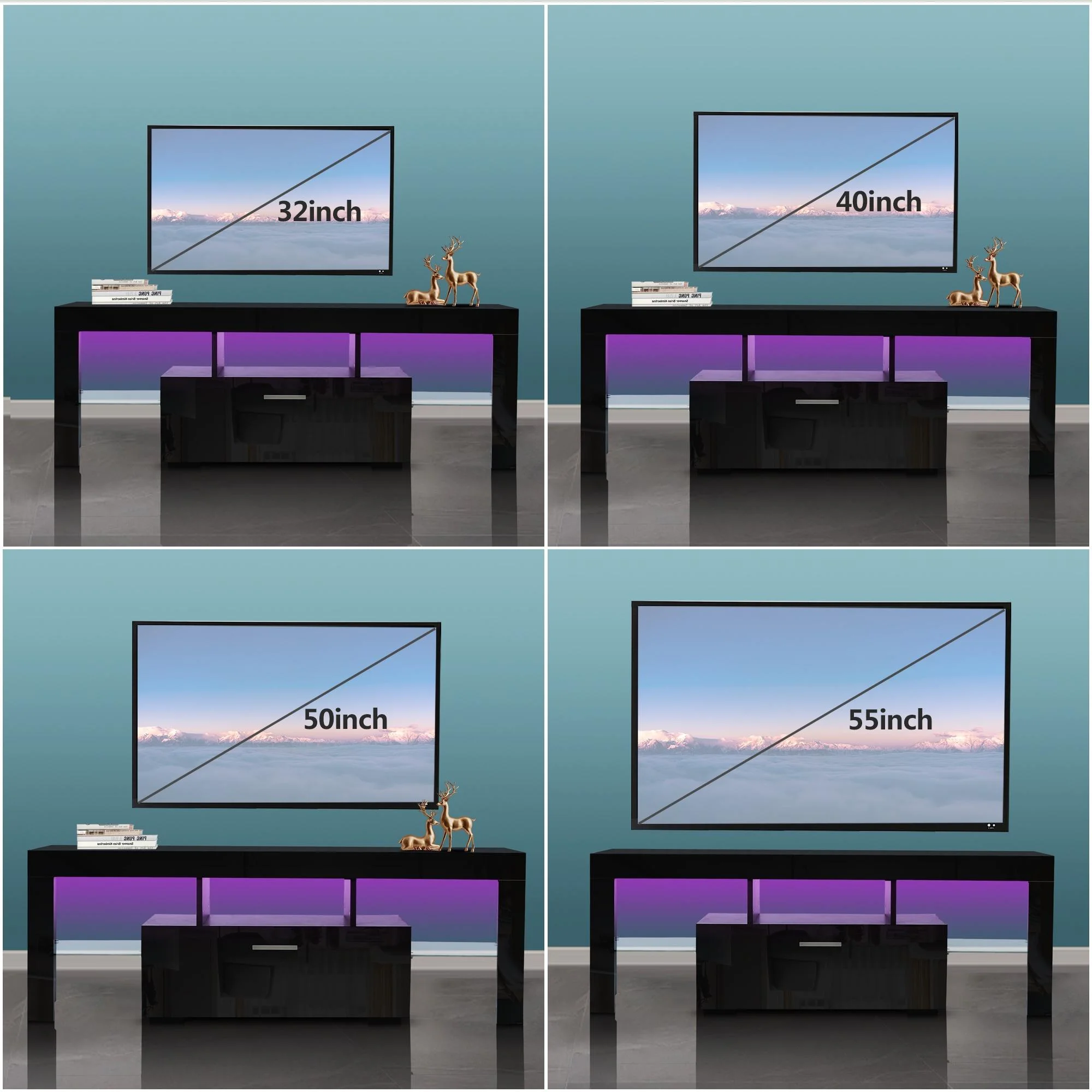 PAPROOS TV Stand for TVs up to 70", High Gloss TV Cabinet with LED Light, Modern TV Console Table with Storage Drawers, Media Television Stand Entertainment Center, White - Image 17