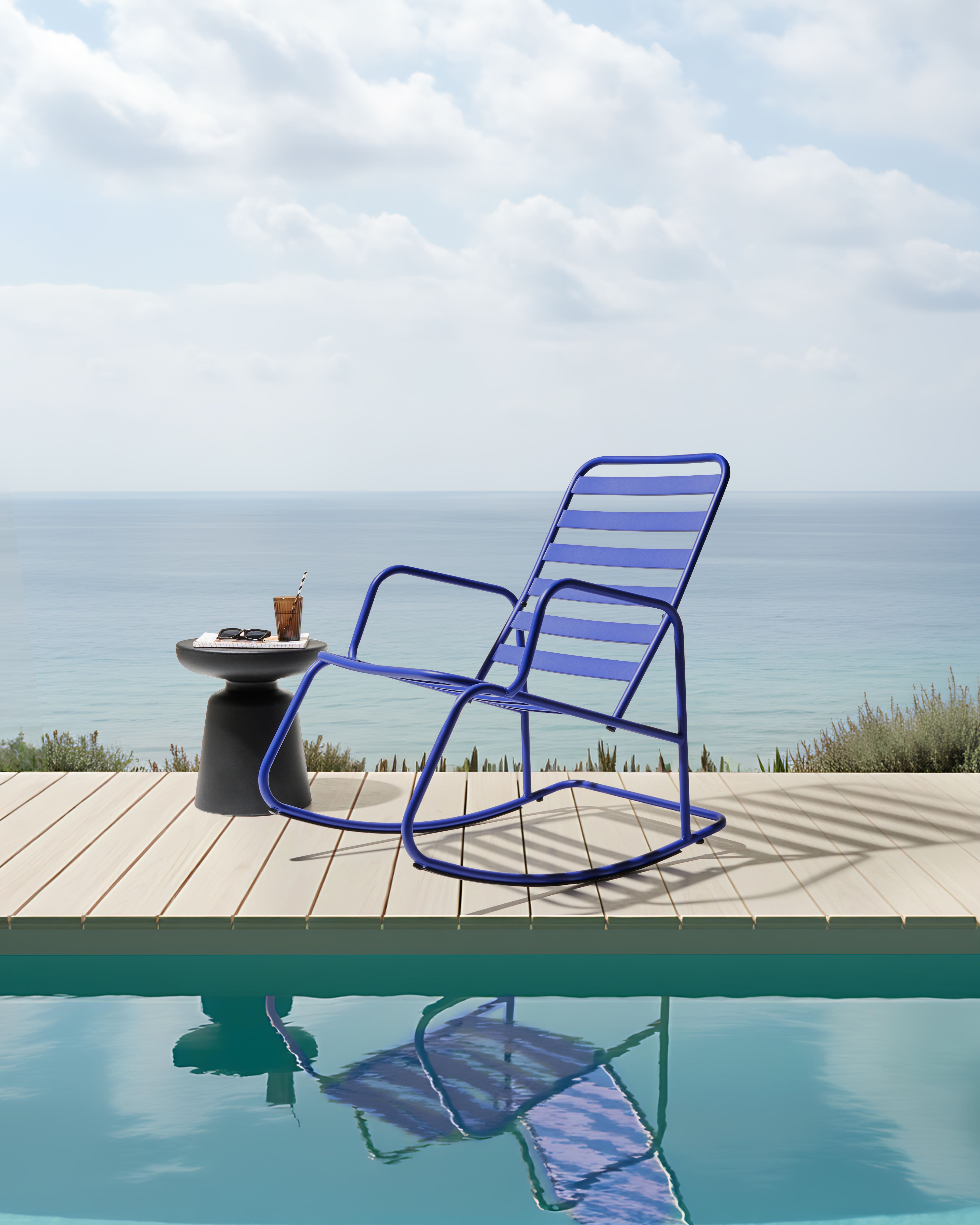Garden Rocking Chair TURI Metal Blue