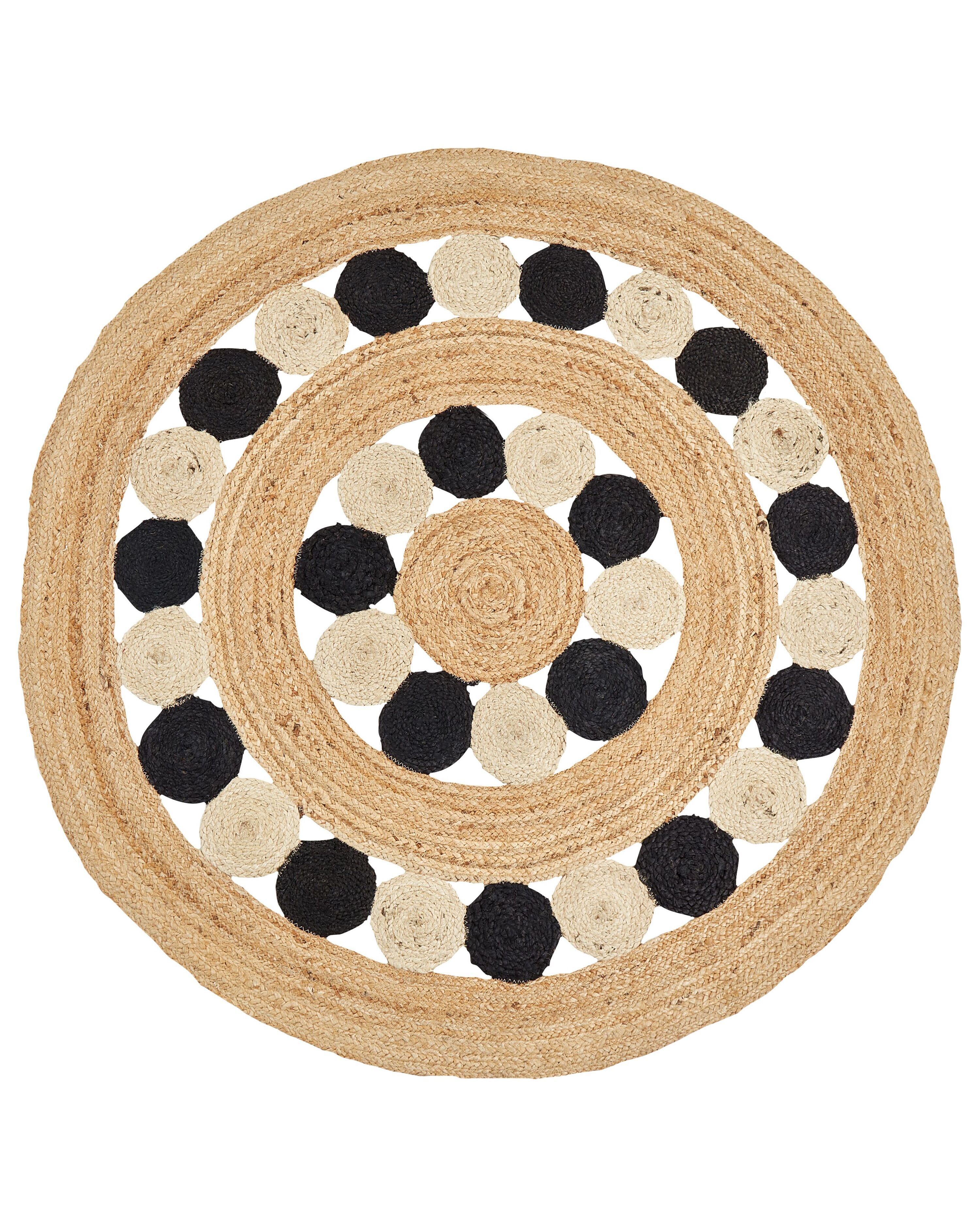 Rug HOVIT Black ø 140 cm Jute