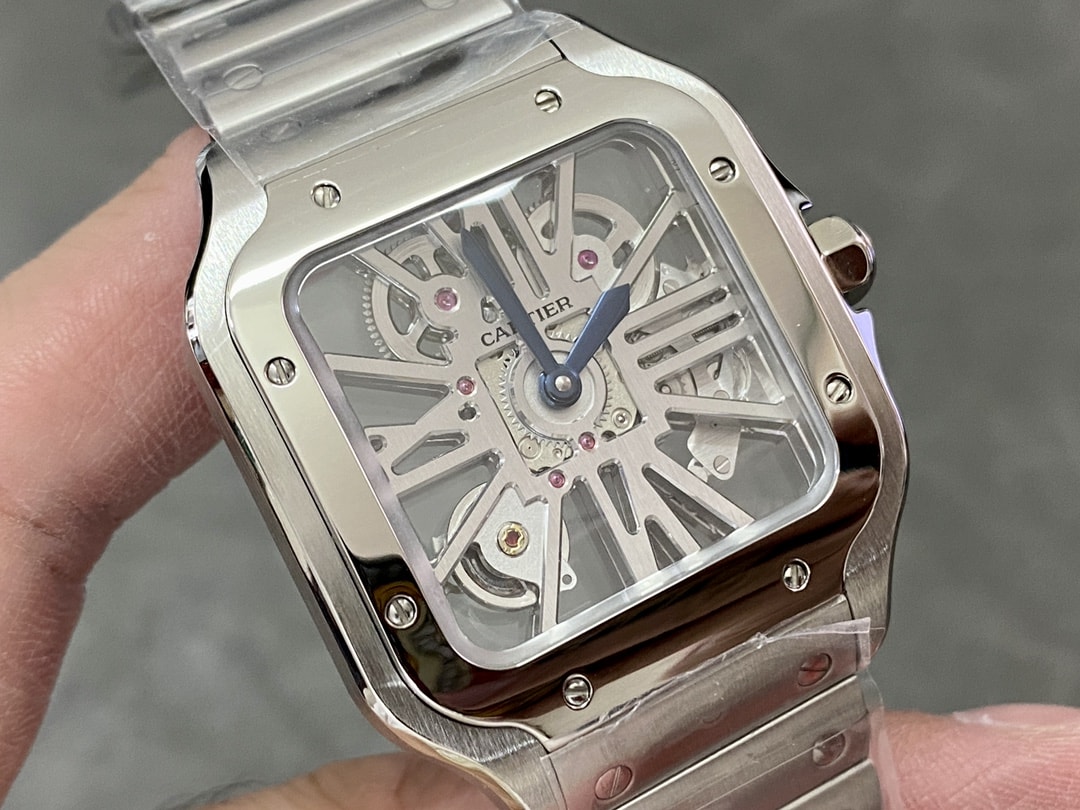 Fake Cartier Watch Santos large model mechanical movement Stainless Steel Skeleton Dial WHSA0015 TWF(1:1 replica) - Top club