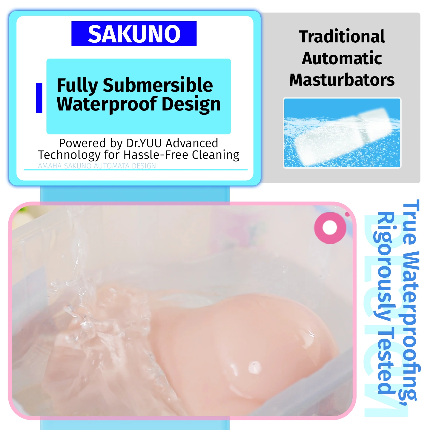 Magnetic charging and waterproof design of Dr.YUU Sakurano electric stroker.