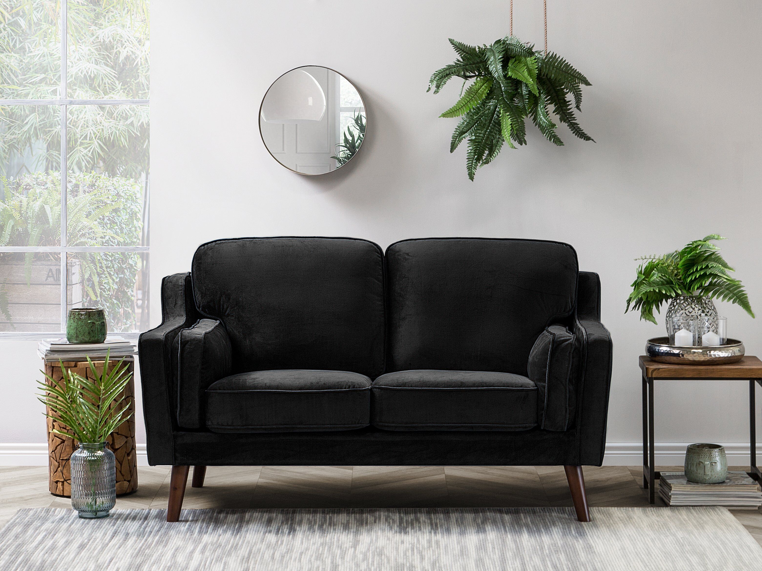 Sofa 2 Seater LOKKA Velvet Black