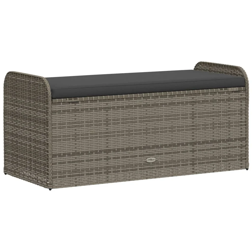 vidaXL Storage Bench with Cushion Outdoor Garden Seat Furniture Poly Rattan - Image 26