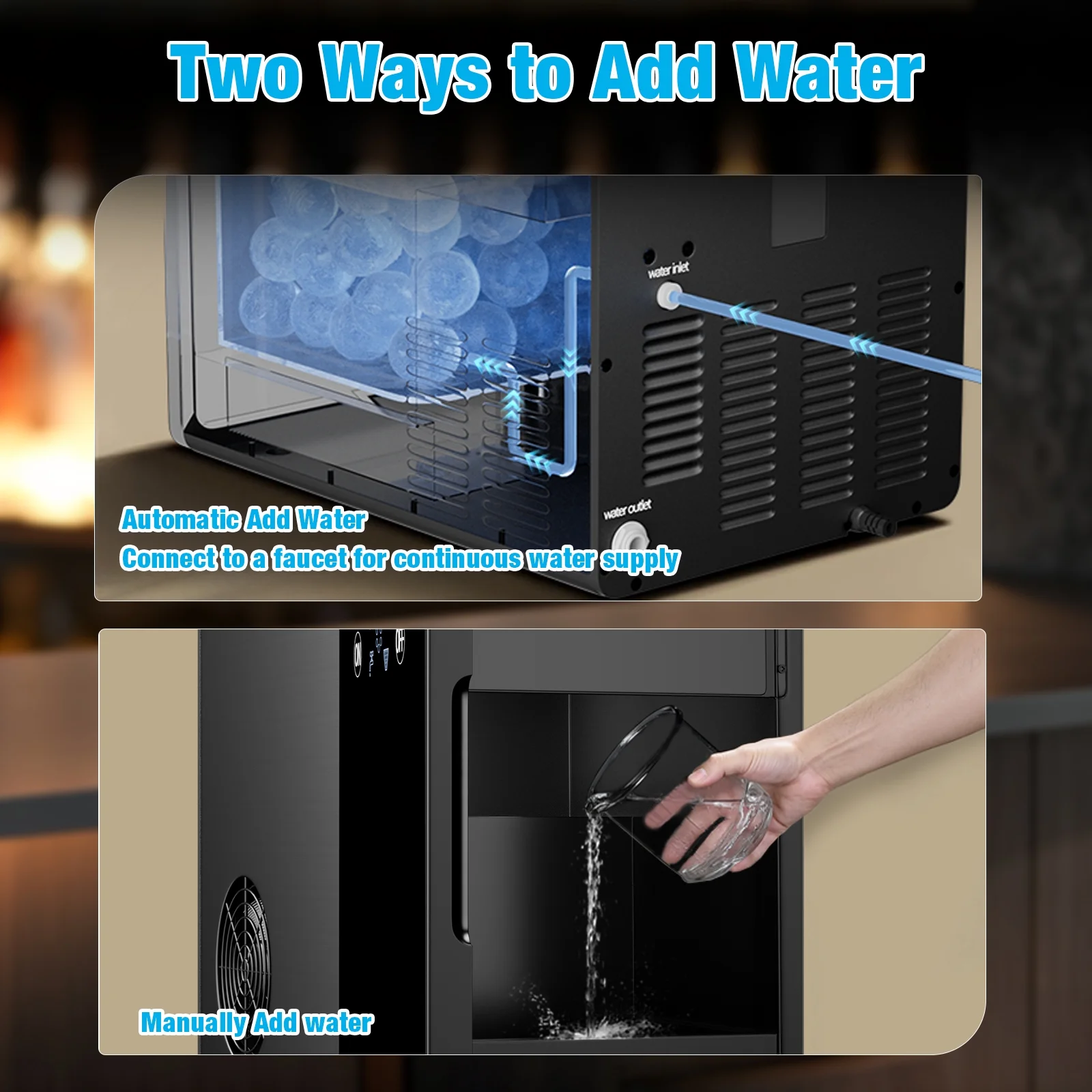 TABU 40Lbs/24H Countertop Ice Maker Machine,3 in 1 Ice Maker with Water Dispenser,Crushed Ice,Black - Image 15