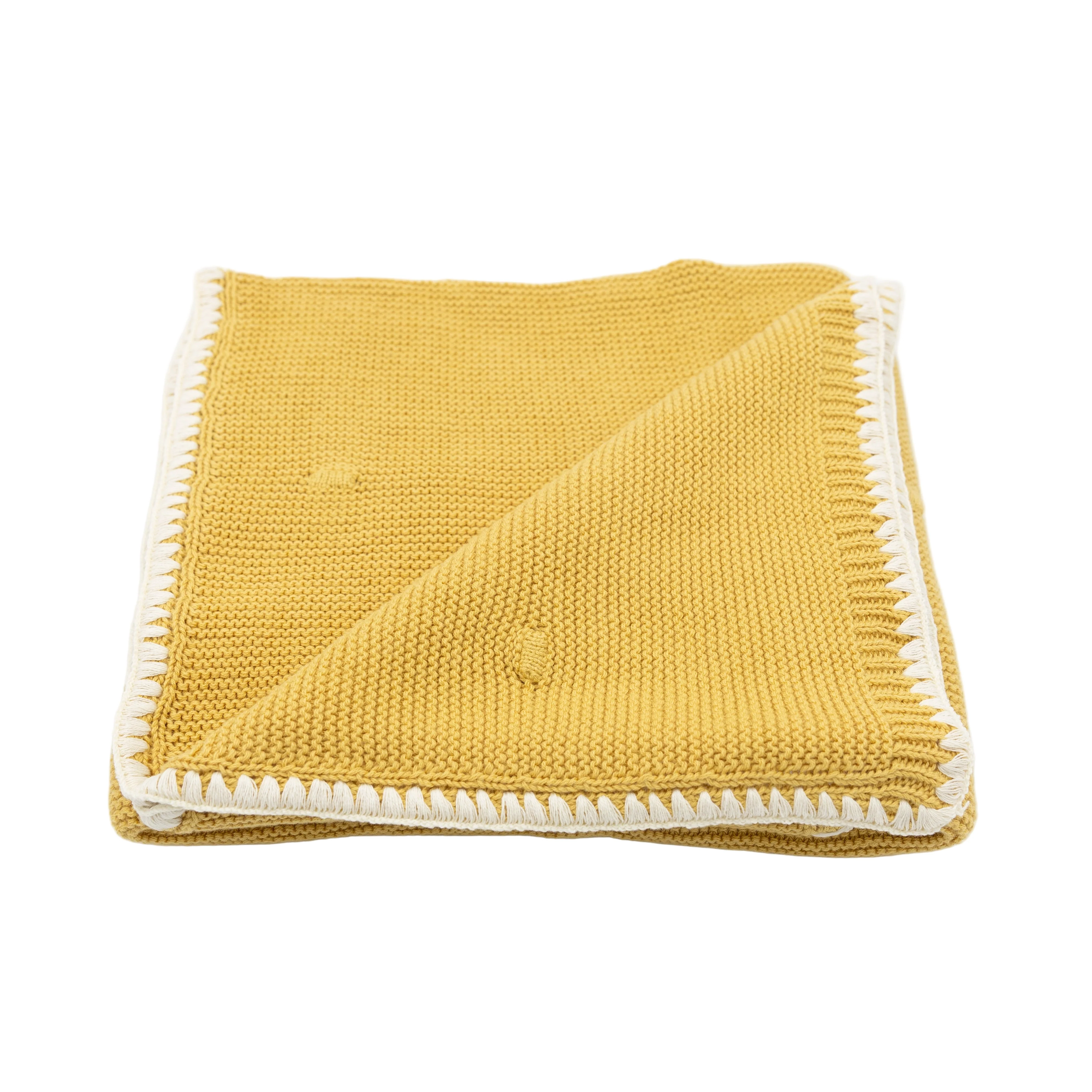 Bowzoom Strickdecke Punkte Gelb 80x100 cm