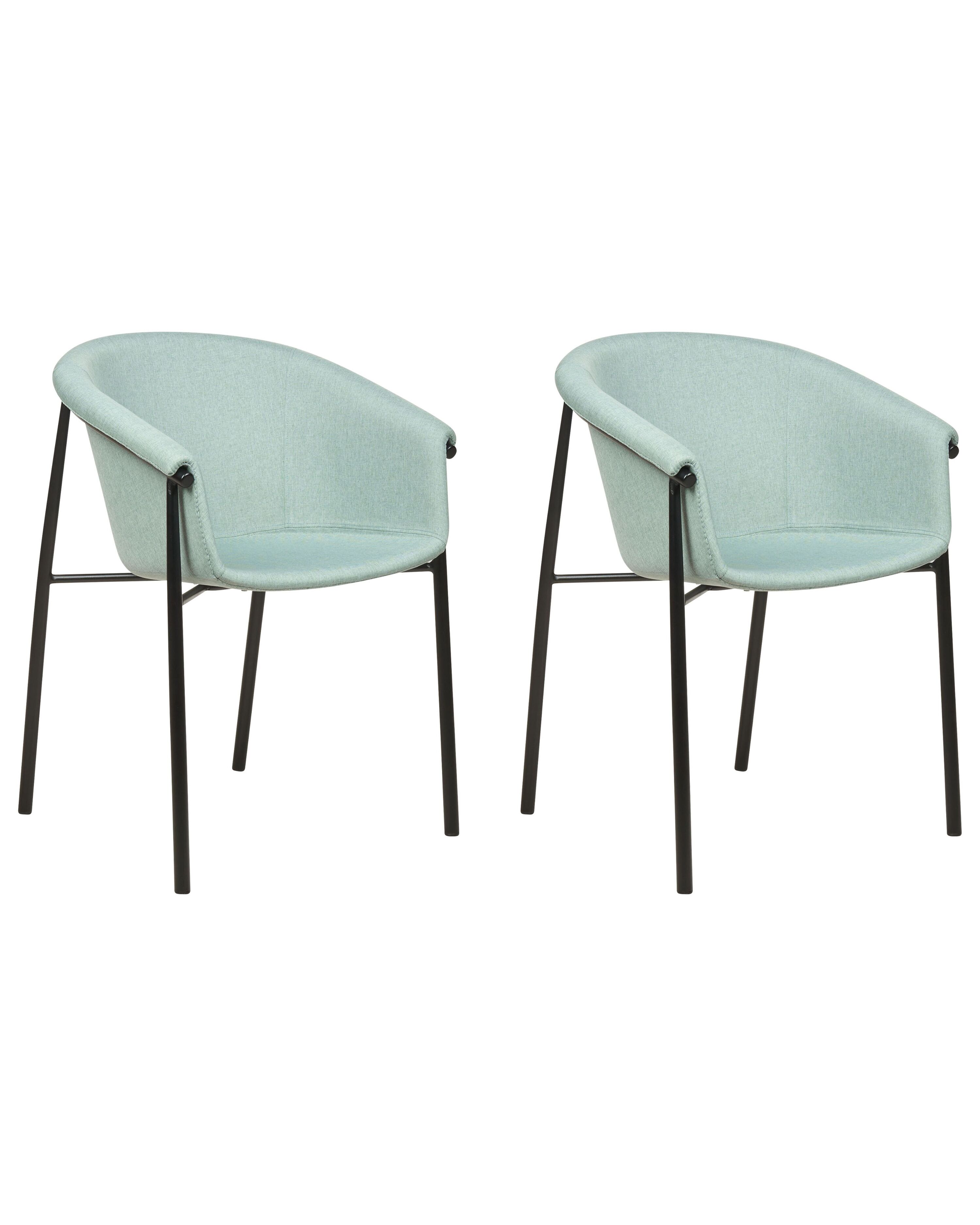 Set of 2 Dining Chairs AMES Fabric Mint Green