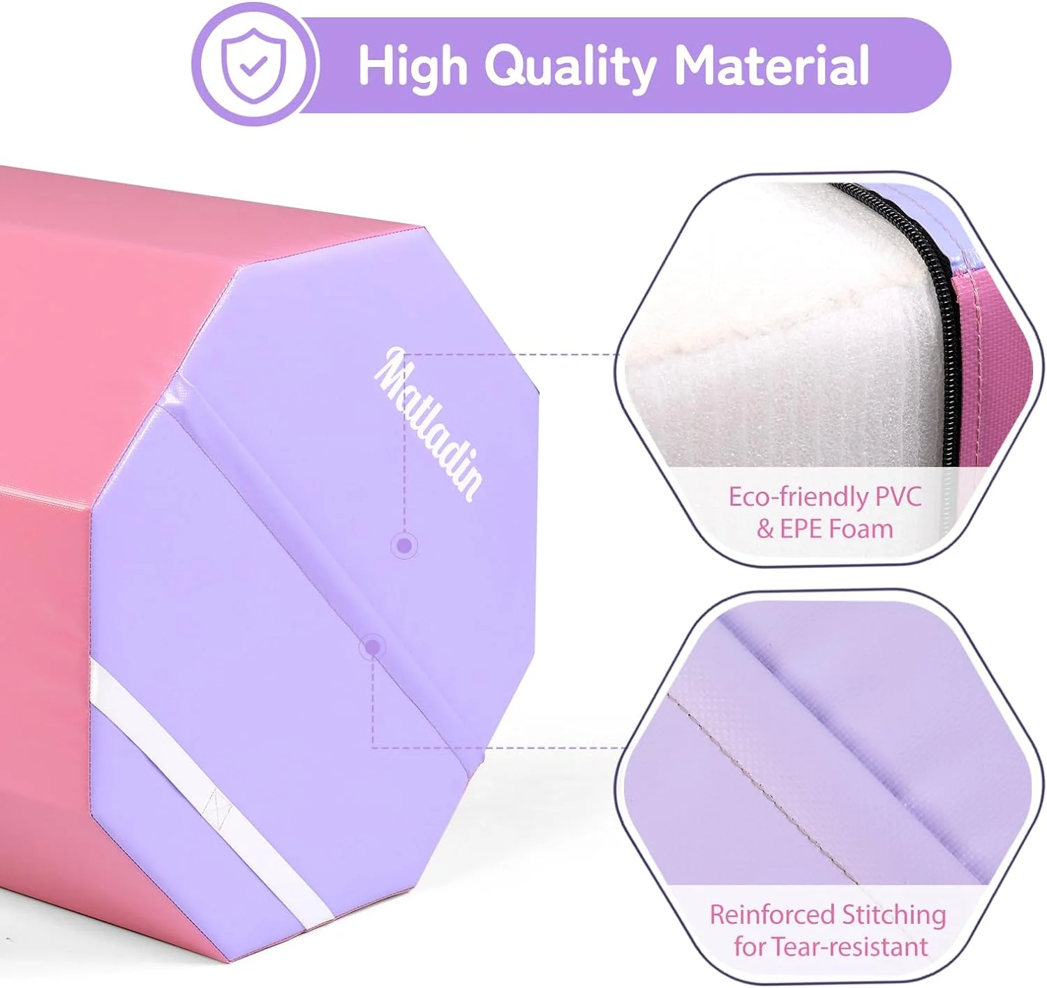 Matladin Octagon Gymnastics Skill Shapes, PVC Pink, 9.7 lb - Image 2