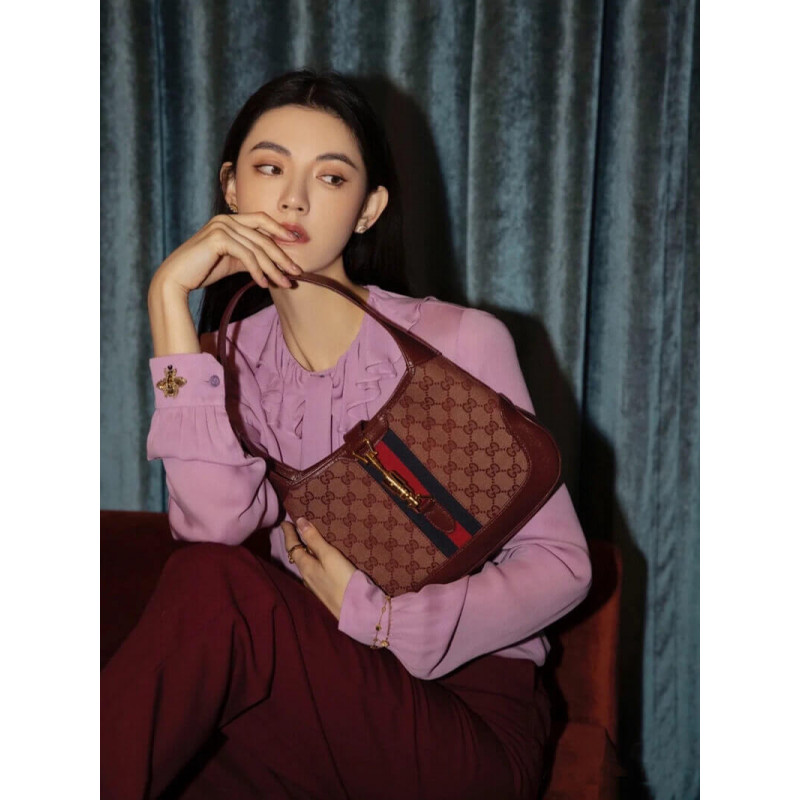 Replica Gucci Jackie 1961 Small Shoulder Bag 636706 In Burgundy Gg Canvas1:1High-quality replica