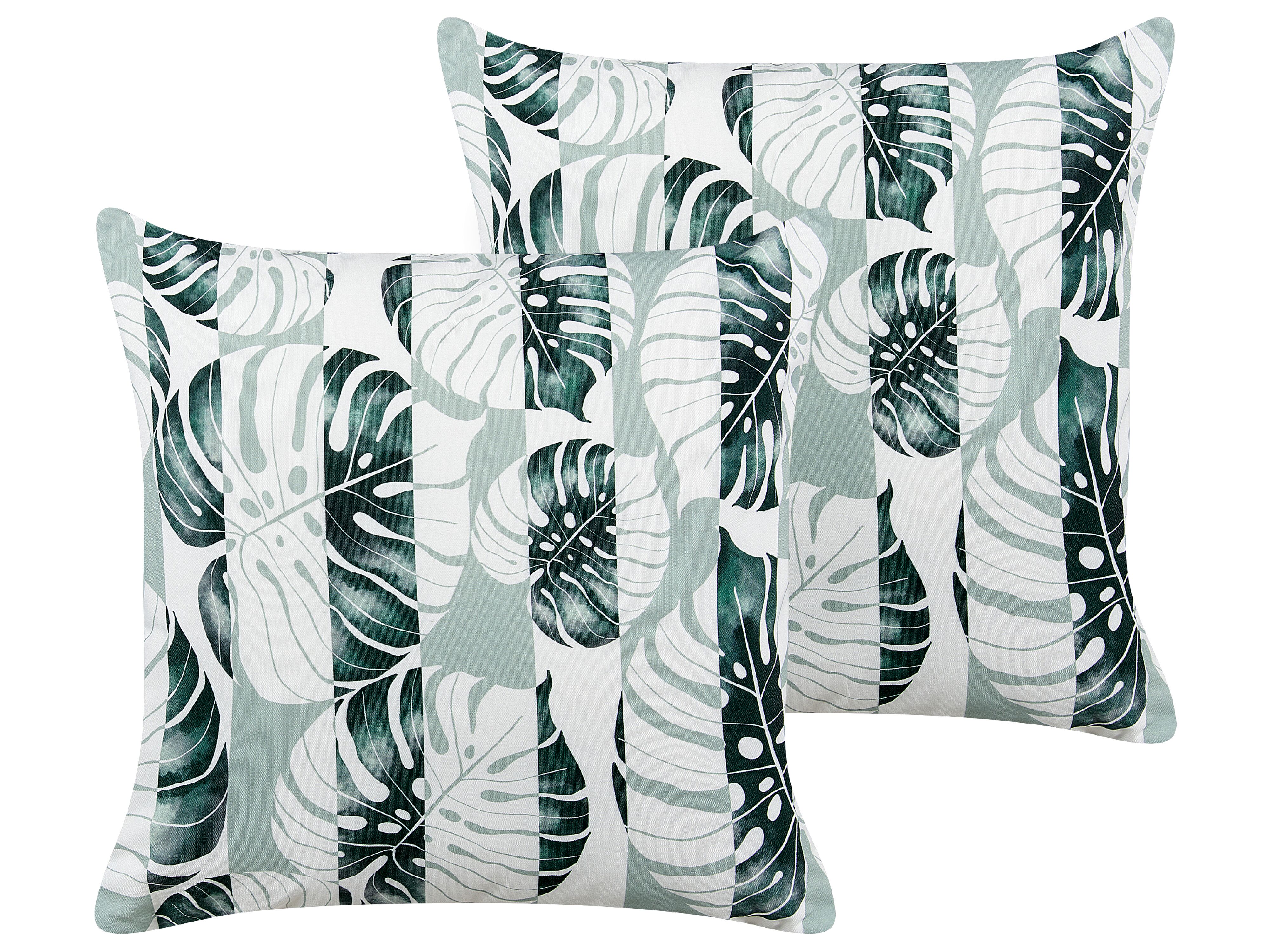 Set of 2 Outdoor Cushions TERMINI Plant Pattern 45 x 45 cm Green