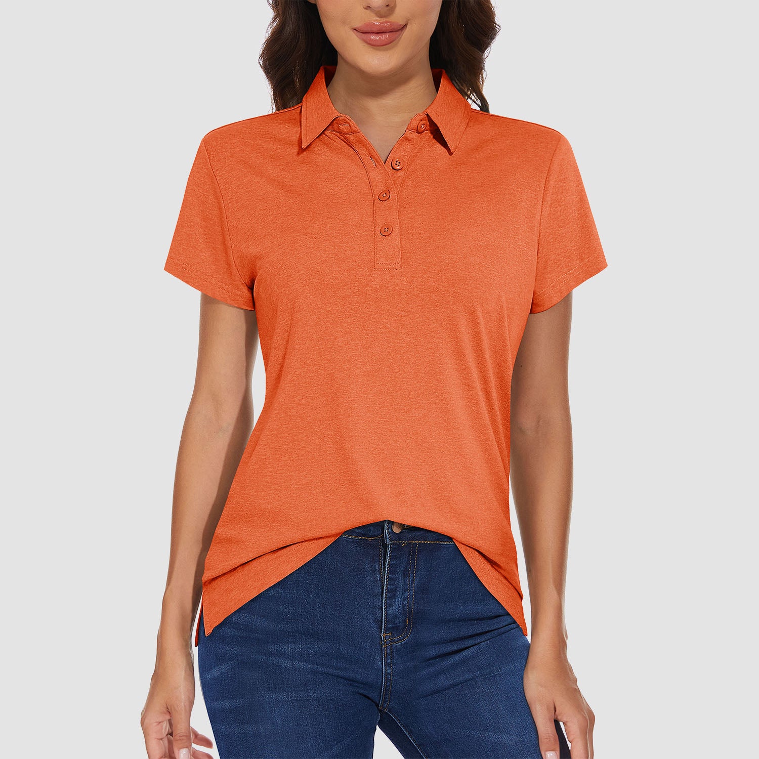 Women's Polo T-shirt 4 Buttons Casual T-Shirts Quick Dry Short Sleeve Golf Shirt