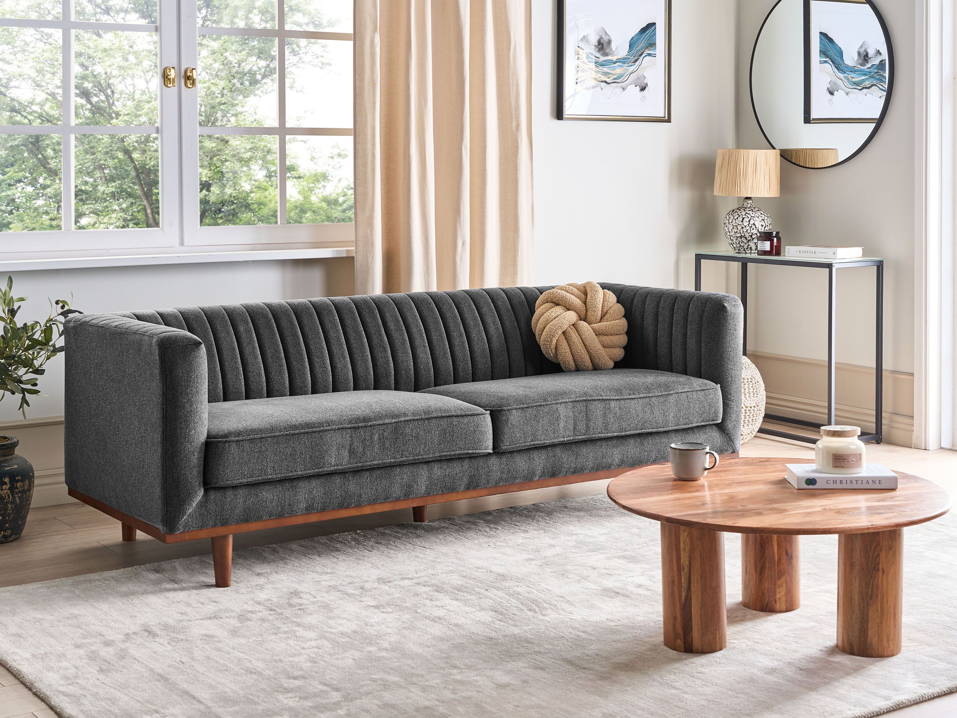 Sofa 3 Seater SKAULE Fabric Dark Grey