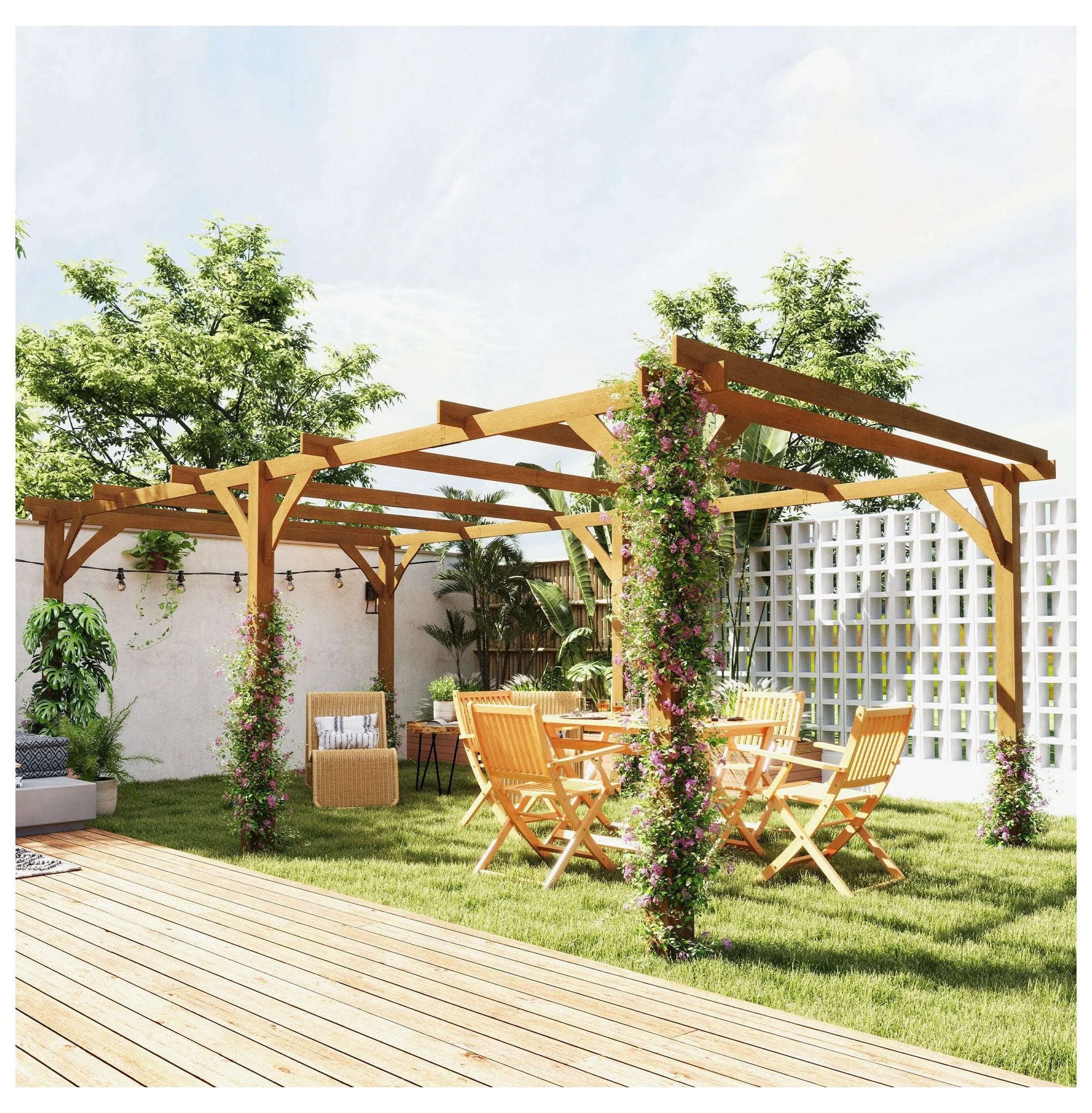 Wood Pergola 20 x 10 ft Dark Brown - Image 2 Wood Pergola 20 x 10 ft Dark Brown - Image 2