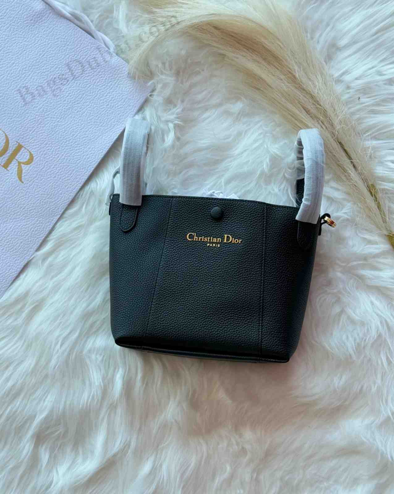 Dior Latte Grained Calfskin Signature Bucket Bag In Dubai