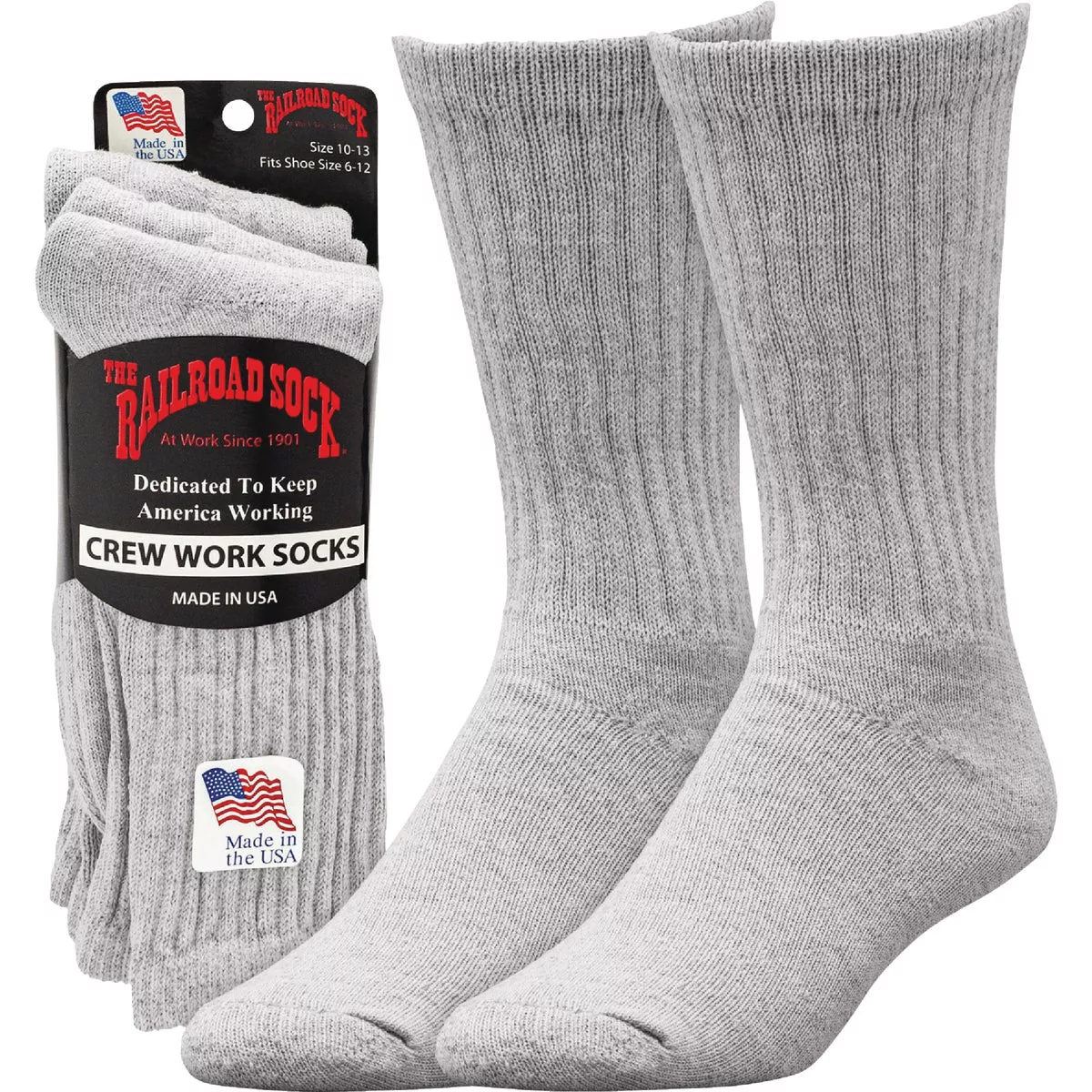 Railroad Sock Gray Welt Top Crew Premium Sock (3-Pack)