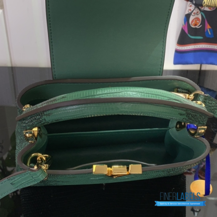 Emerald Green Lizard Embossed Mini Top Handle Handbag1:1High-quality replica