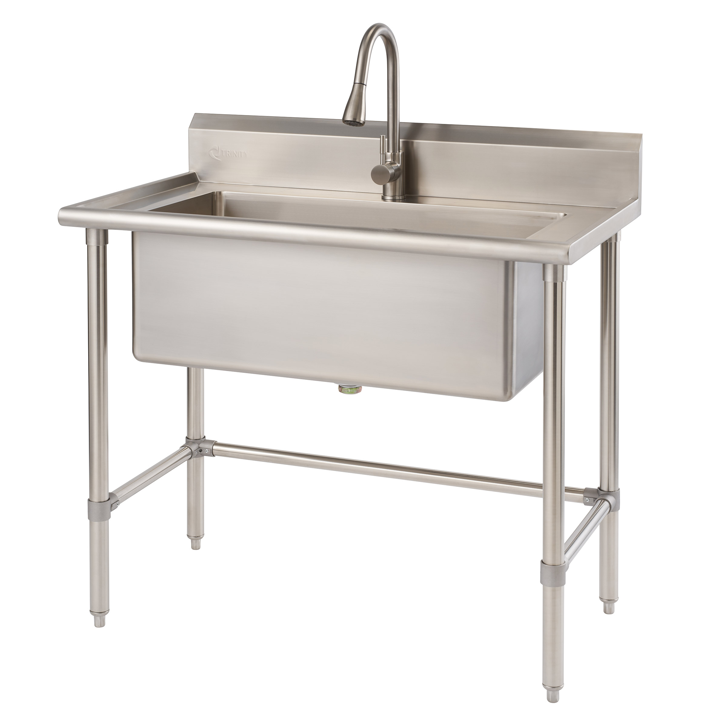 TRINITY 32' x 16' Stainless Steel Utility Sink with Pull-out Faucet - Image 2