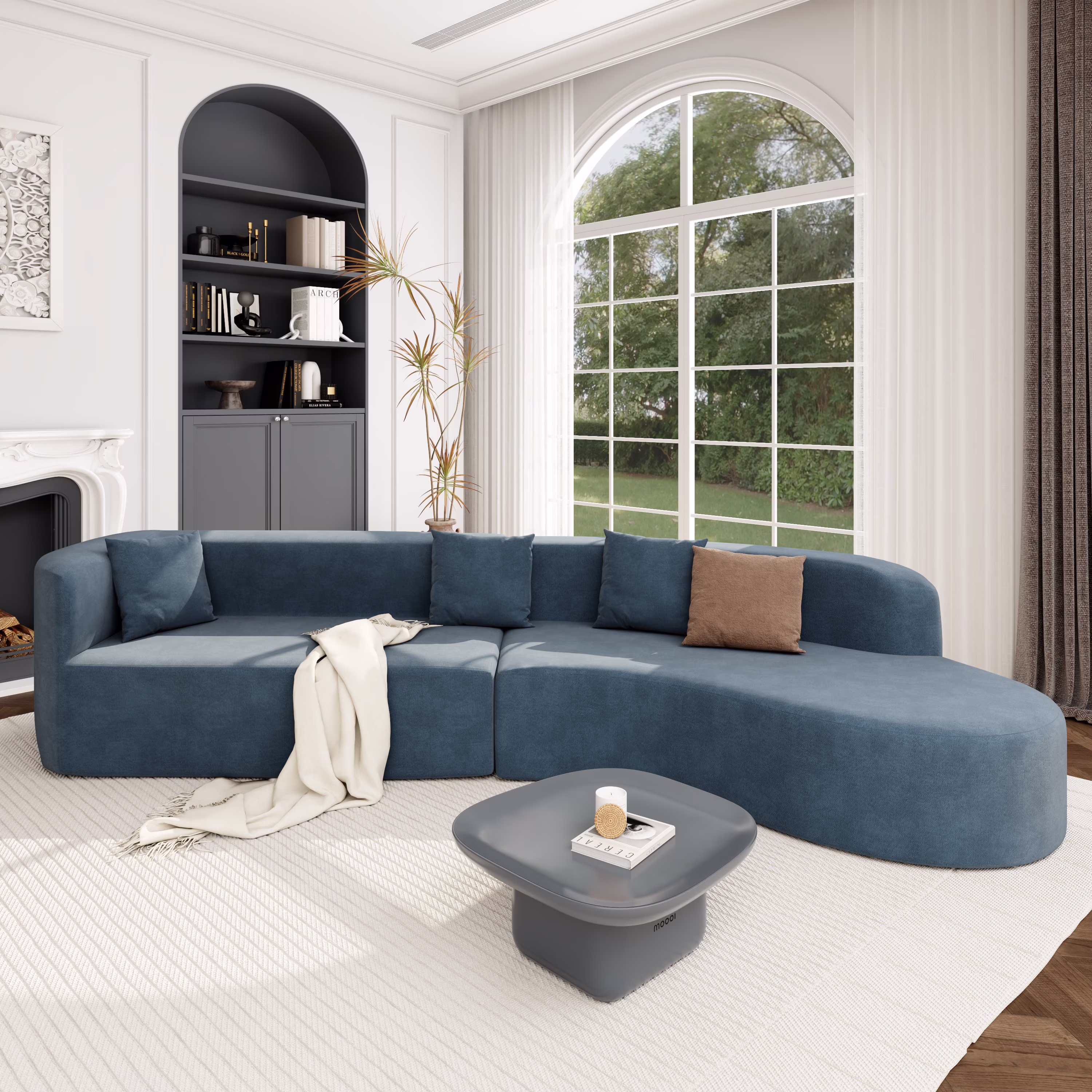 Harper & Bright Designs Modern Curved Floor Sofa Set, Modular Sectional Sponge Couch for Living Room, 2 PC Free Combination No Assembly Foam-Filled Sofa, Beige - Image 11