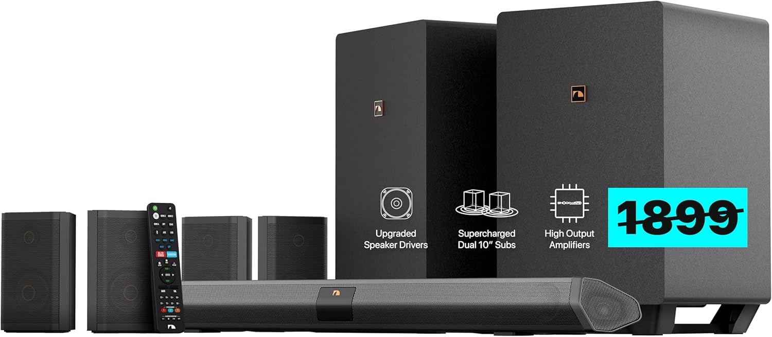 Nakamichi Shockwafe Ultra 9.2.4 Channel Soundbar System with Dolby Atmos/DTS:X, Dual 10
