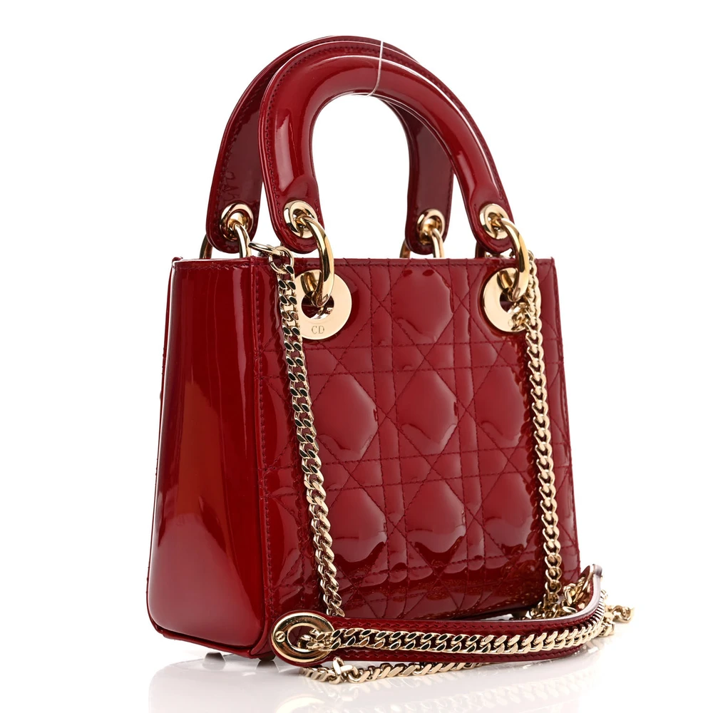 Superfake Handbags – Dior Red Patent Mini Lady Elegance