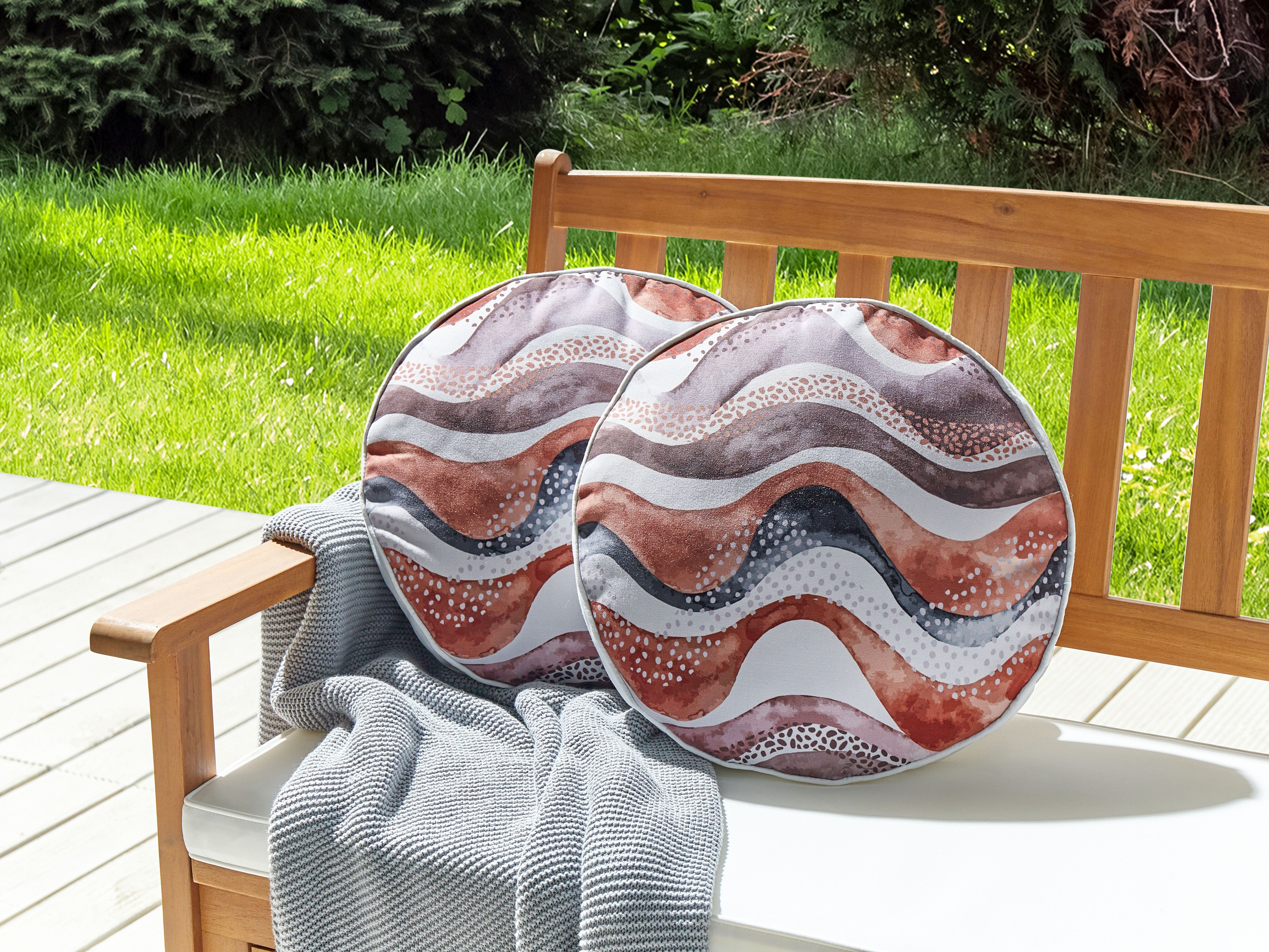 Set of 2 Outdoor Cushions SEBORGA Abstract Pattern 40 x 40 cm Brown