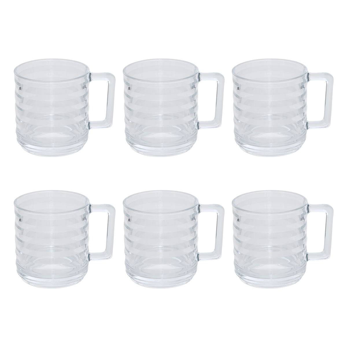 Set of 6 "Julie" mugs Glass, 320 ml, Transparent