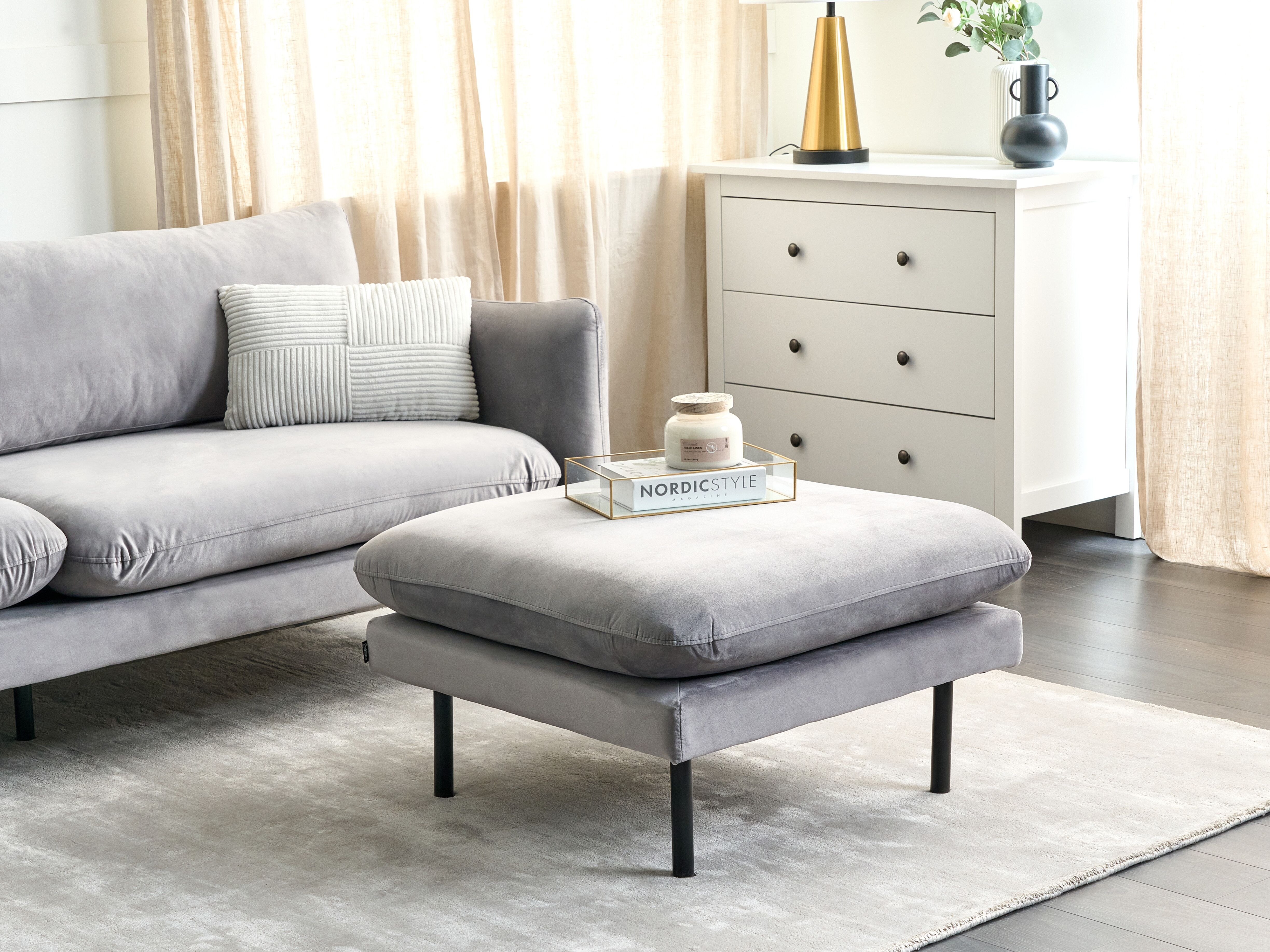 Ottoman VINTERBRO Velvet Grey
