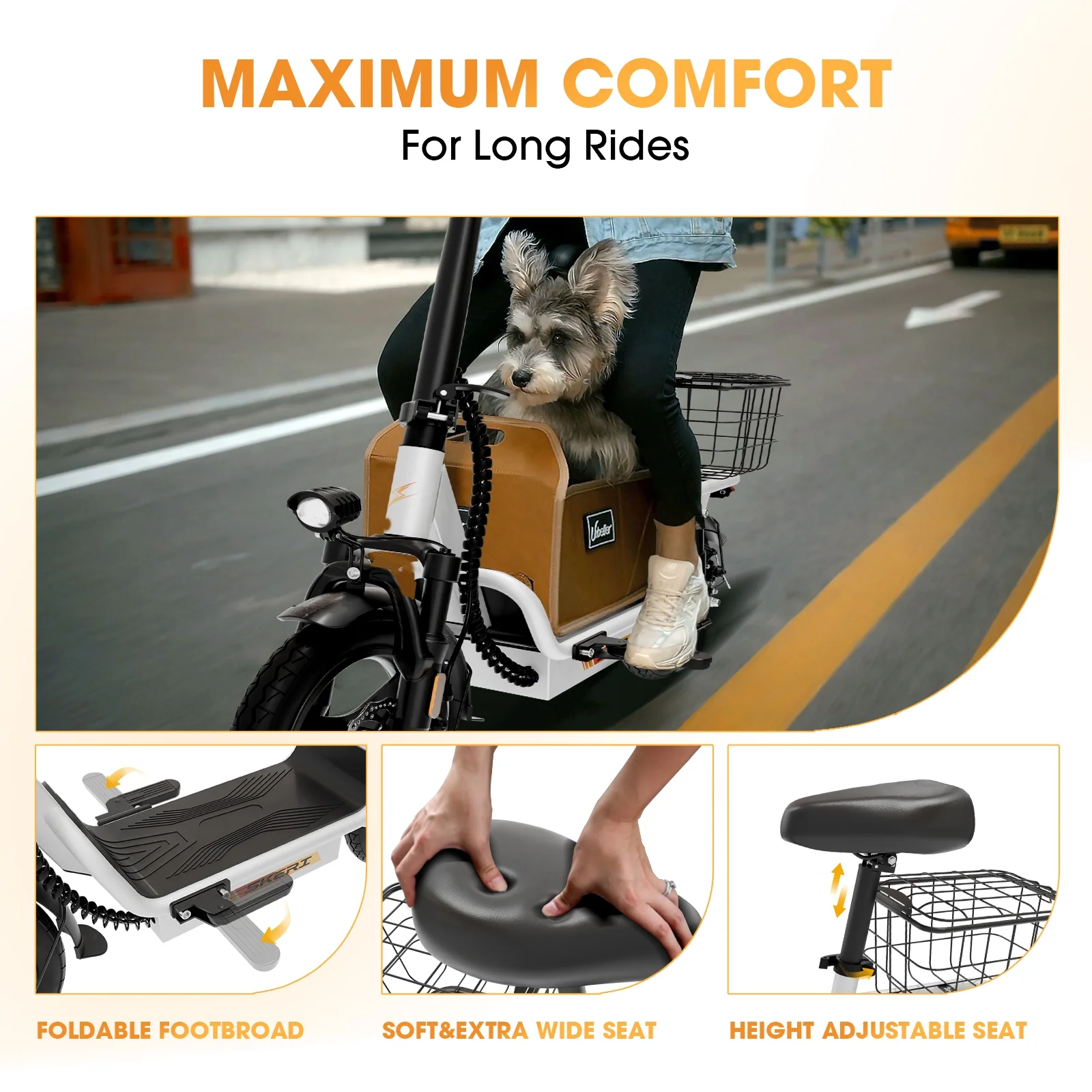 Skeri Electric Scooter with Seat for Adult and Basket, 14 Inch Tire Electric Scooter with Dual Shock Absorbers, 350W Motor with 25-Mile Range, Speed Up to 20 MPH (Gen 2.0) - Image 37