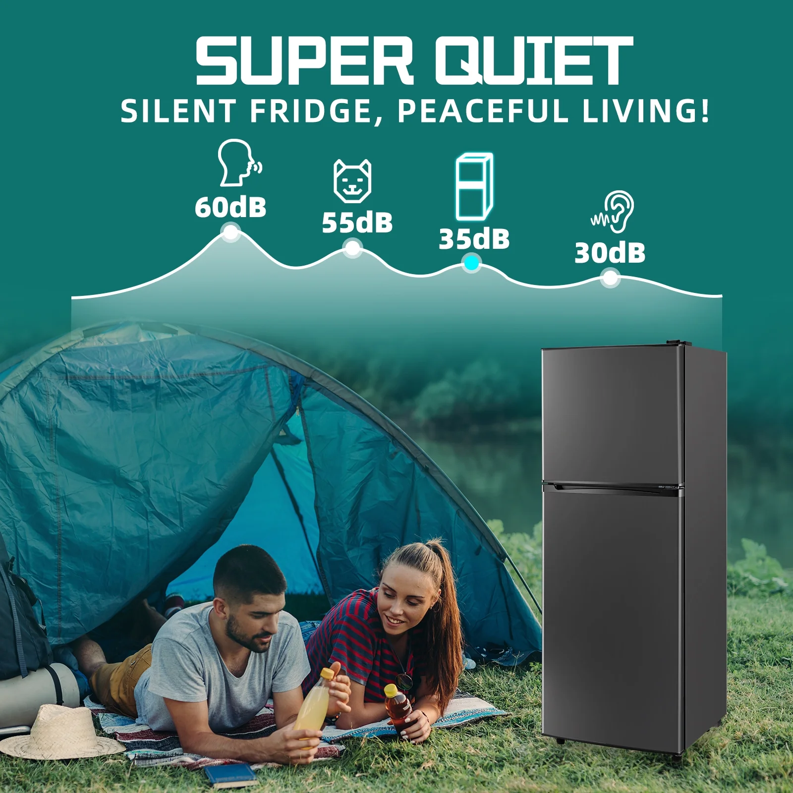 JIEJIA 5.0 Cu.Ft Apartment Size Refrigerators with Separate Freezer, 2 Door Refrigerator, Small Fridge with Freezer, Gray - Image 6