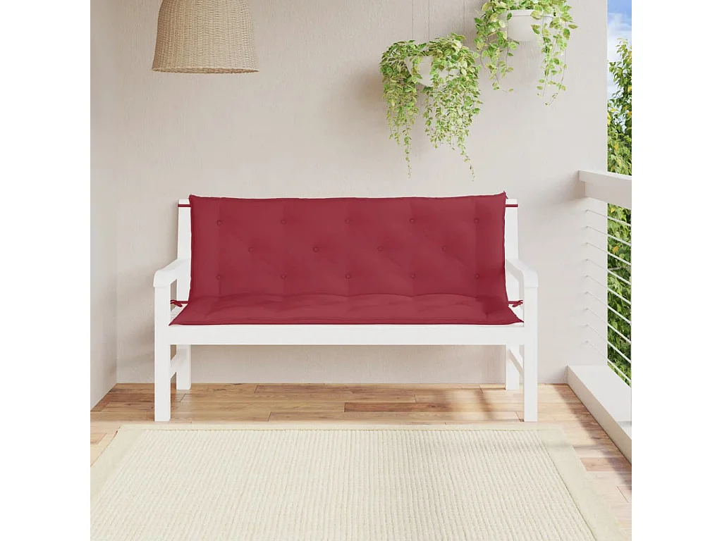 Coussins de banc de jardin lot de 2 rouge bordeaux tissu Oxford