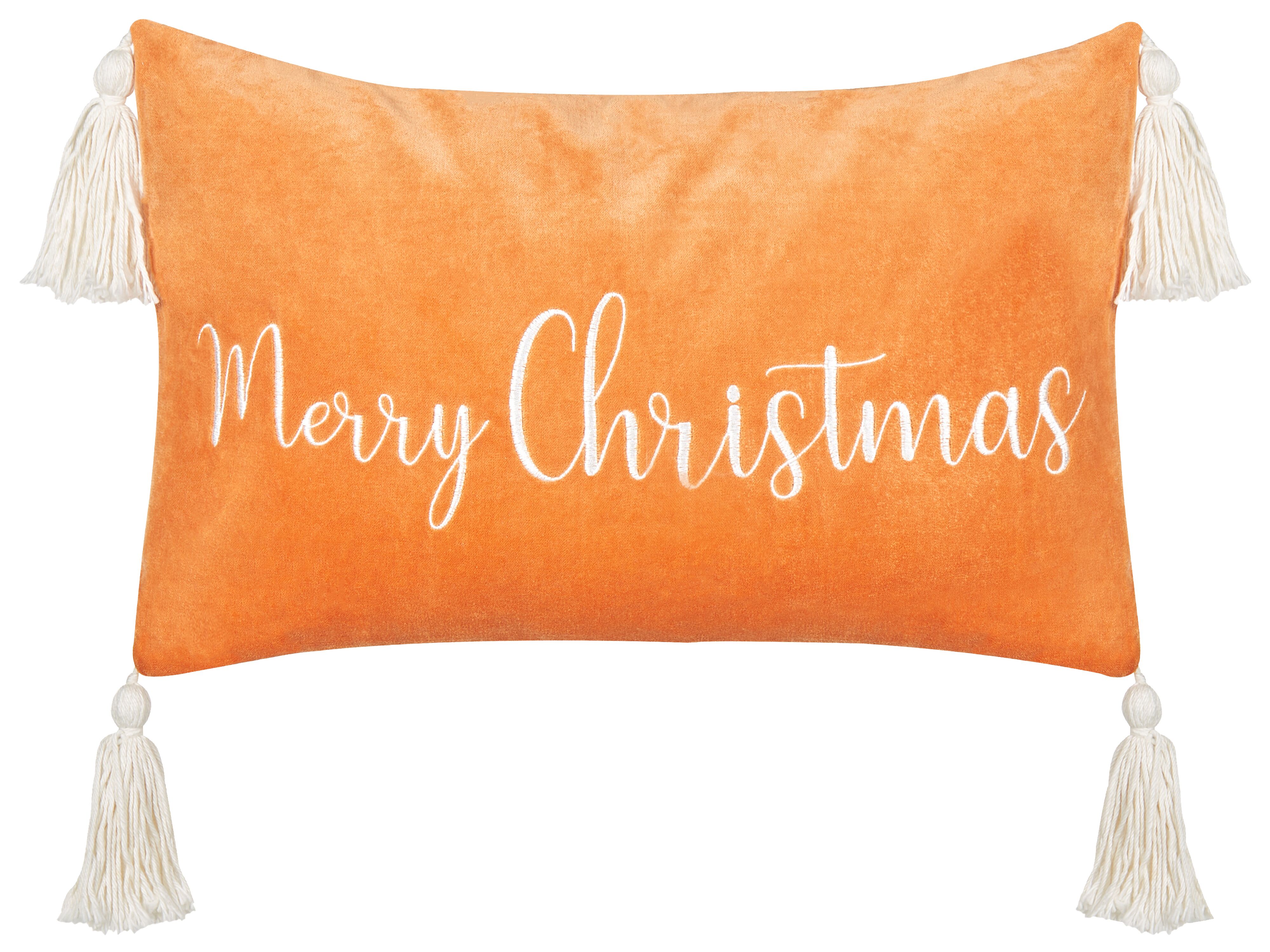 Throw Cushion LITHOPS Velvet 30 x 50 cm Orange Christmas Motif