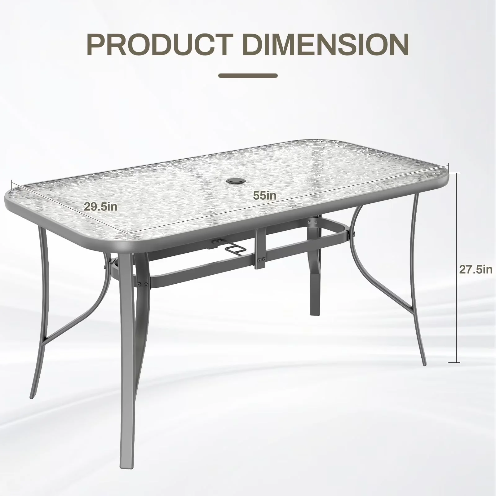 Arlopu Rectangular Patio Dining Table With 5mm Tempered Glass Top Arlopu Rectangular Patio Dining Table With 5mm Tempered Glass Top
