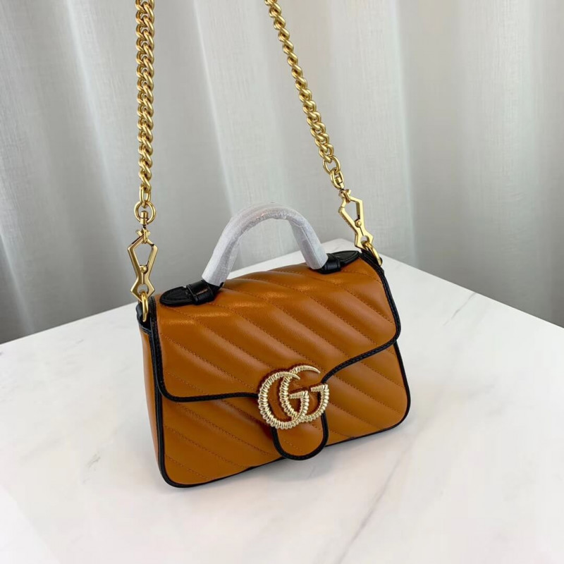 Replica Gucci Gg Marmont Mini Top Handle Bag 583571 Cognac1:1High-quality replica