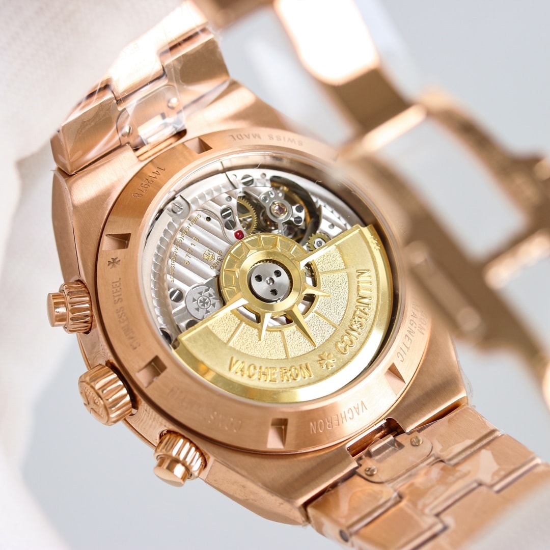 Fake Vacheron Constantin Replica Watch Overseas chronograph 42.5 MM PINK GOLD 5520V/210R-B966 TWF(1:1 replica) - Elite Watch Atelier