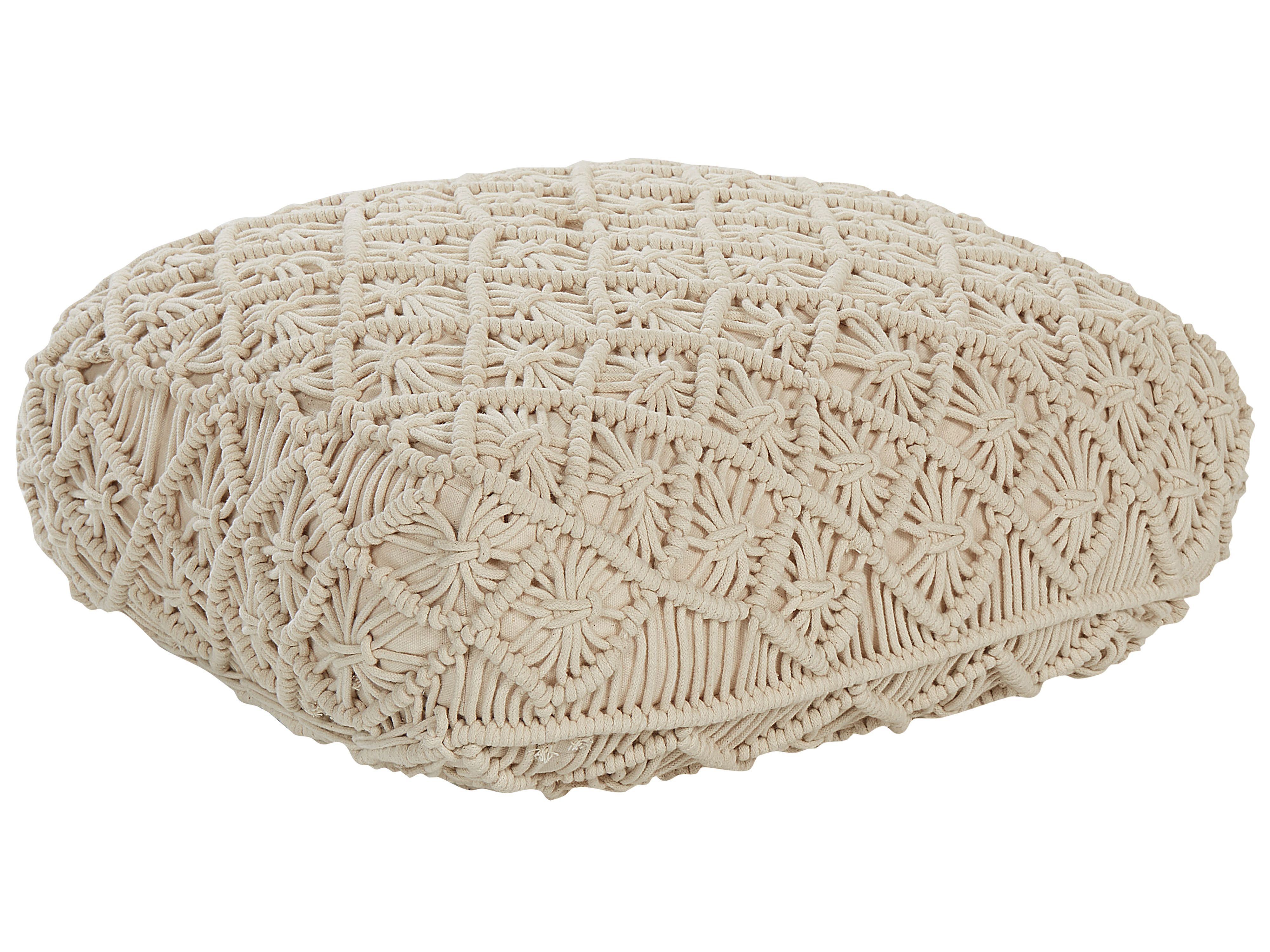 Pouffe Macramé BERRECHID Cotton Beige