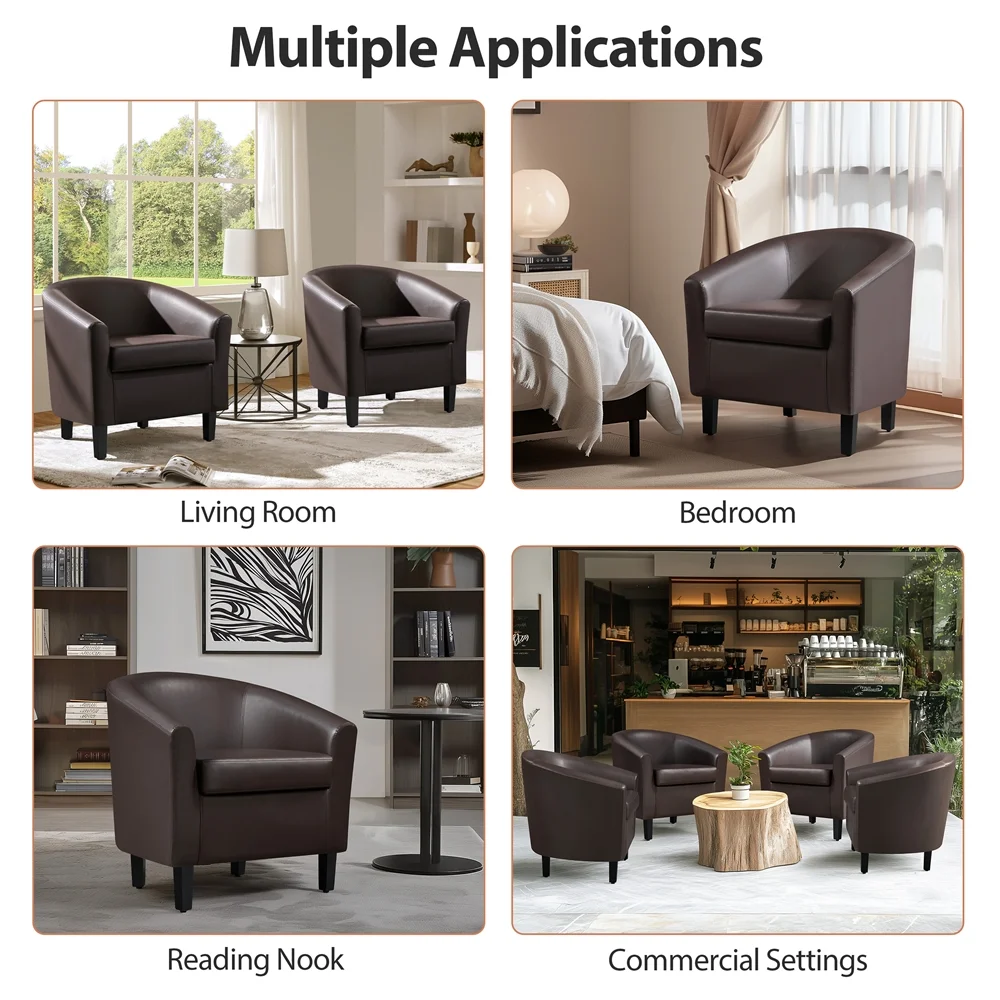 Renwick Faux Leather Barrel Accent Chair for Living Room, Set of 2, Black - Image 66
