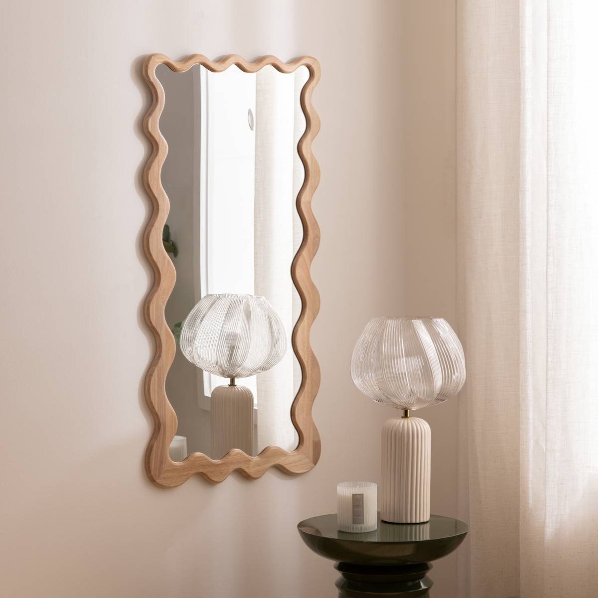 Wall Mirror "Brooke" Beige, 100x48 cm