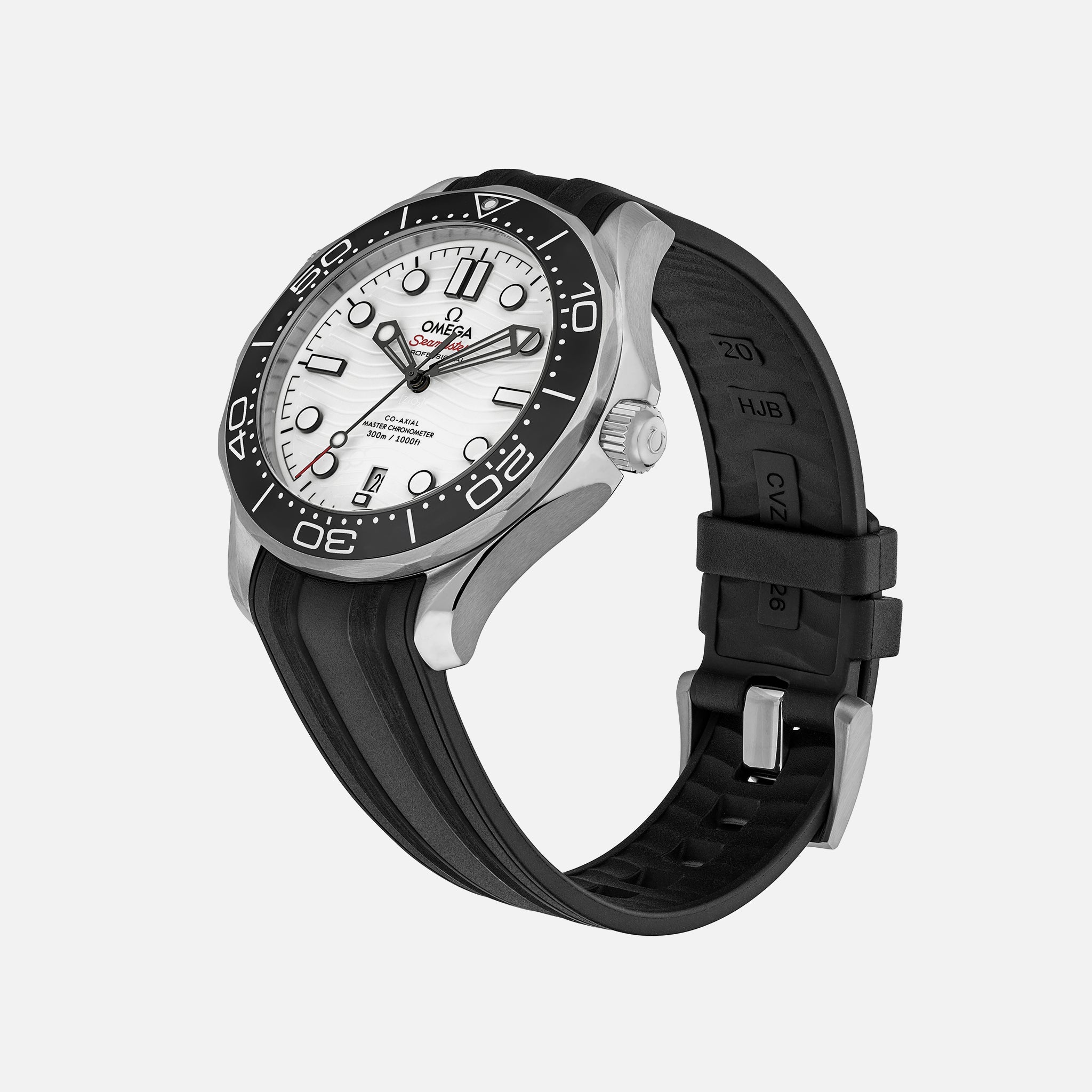 Seamaster Diver 300M Co-Axial Master Chronometer 42mm White Dial On Rubber Strap(1:1 replica) - Top club