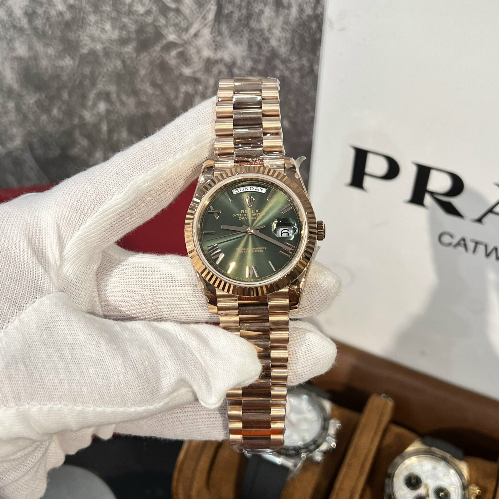 Rolex Replica 1:1 Watch Day-Date 228235 Green Dial Rose Gold Plated GM Factory V2 40mm - Top club