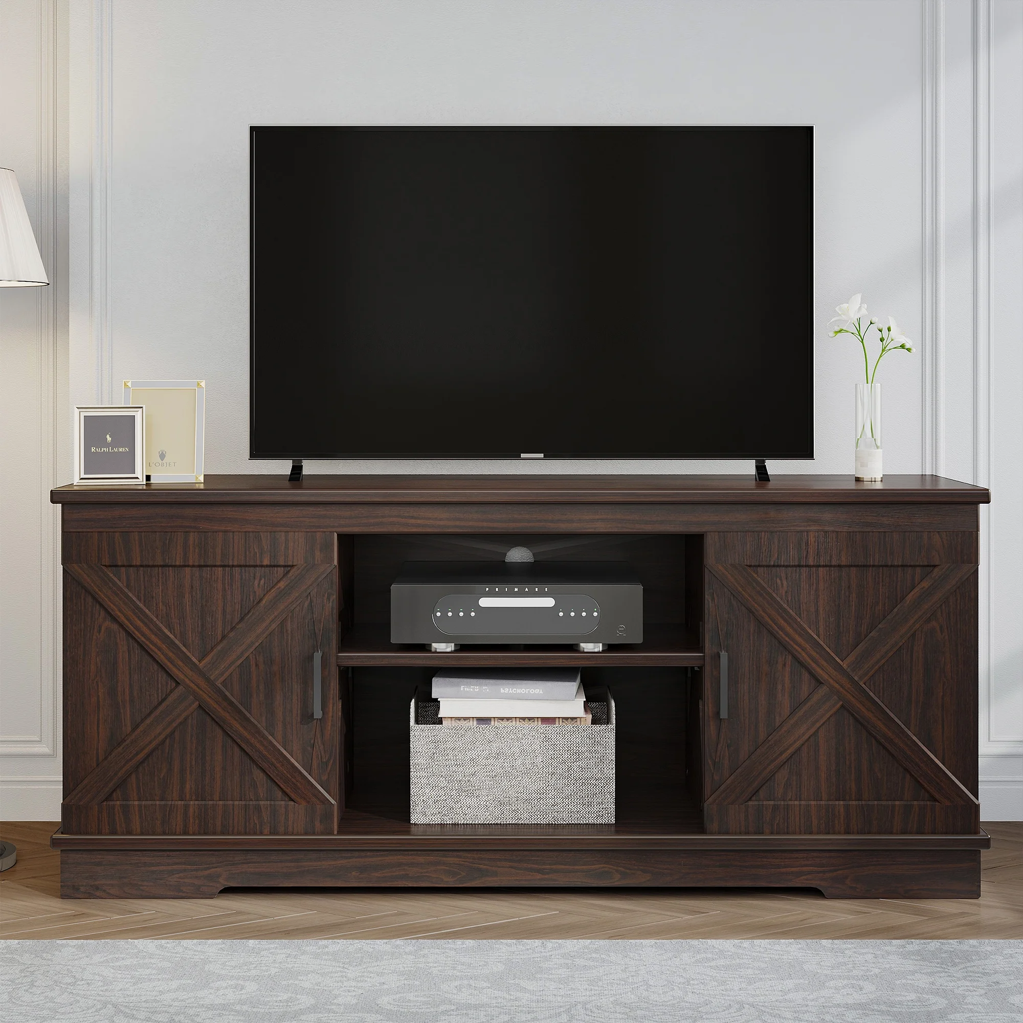 Dextrus Farmhouse TV Stand for 65 inch TV, Entertainment Center for Living Room, TV Media Console Cabinet, Grey Wash - Image 12