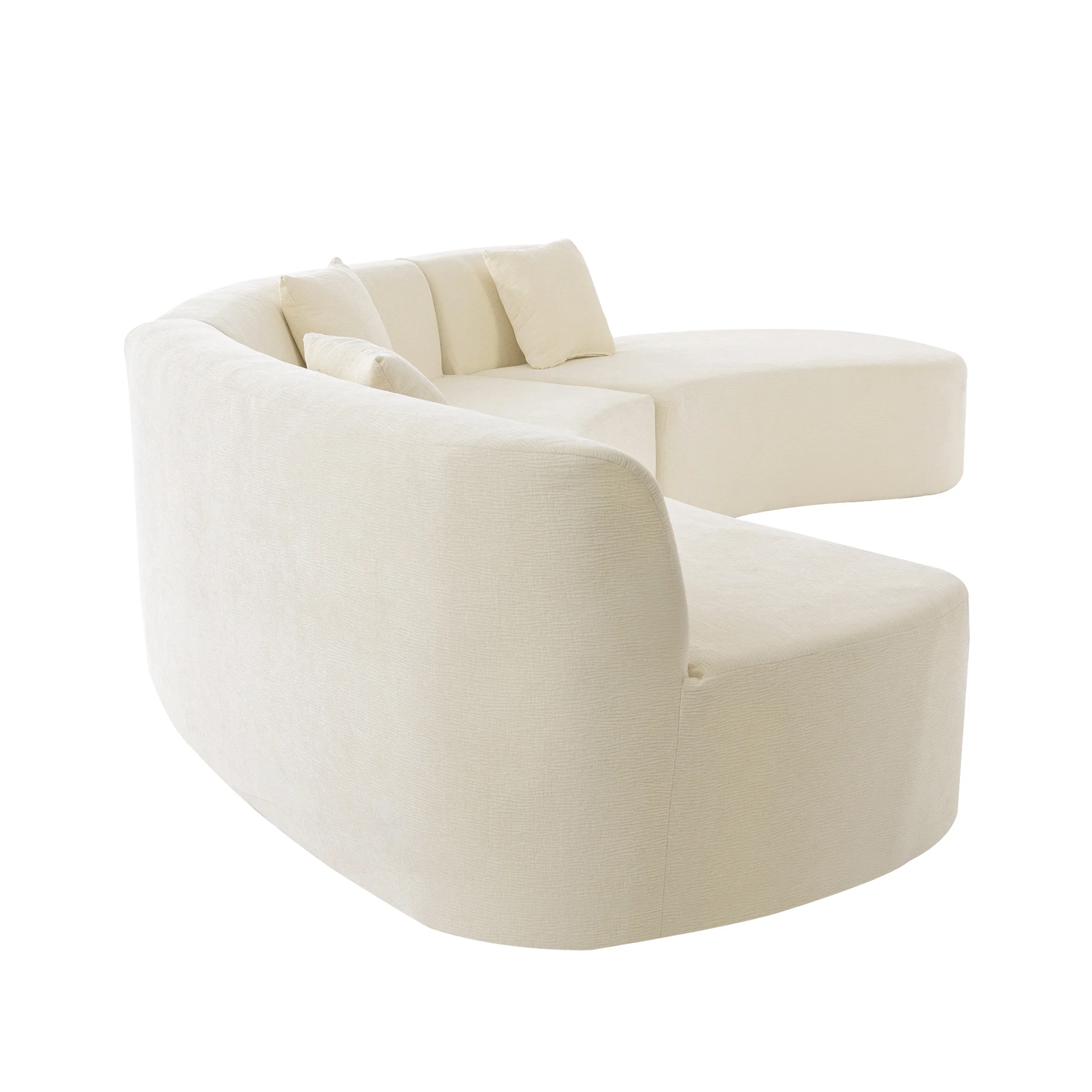 Harper & Bright Designs Modern Curved Floor Sofa Set, Modular Sectional Sponge Couch for Living Room, 2 PC Free Combination No Assembly Foam-Filled Sofa, Beige - Image 41