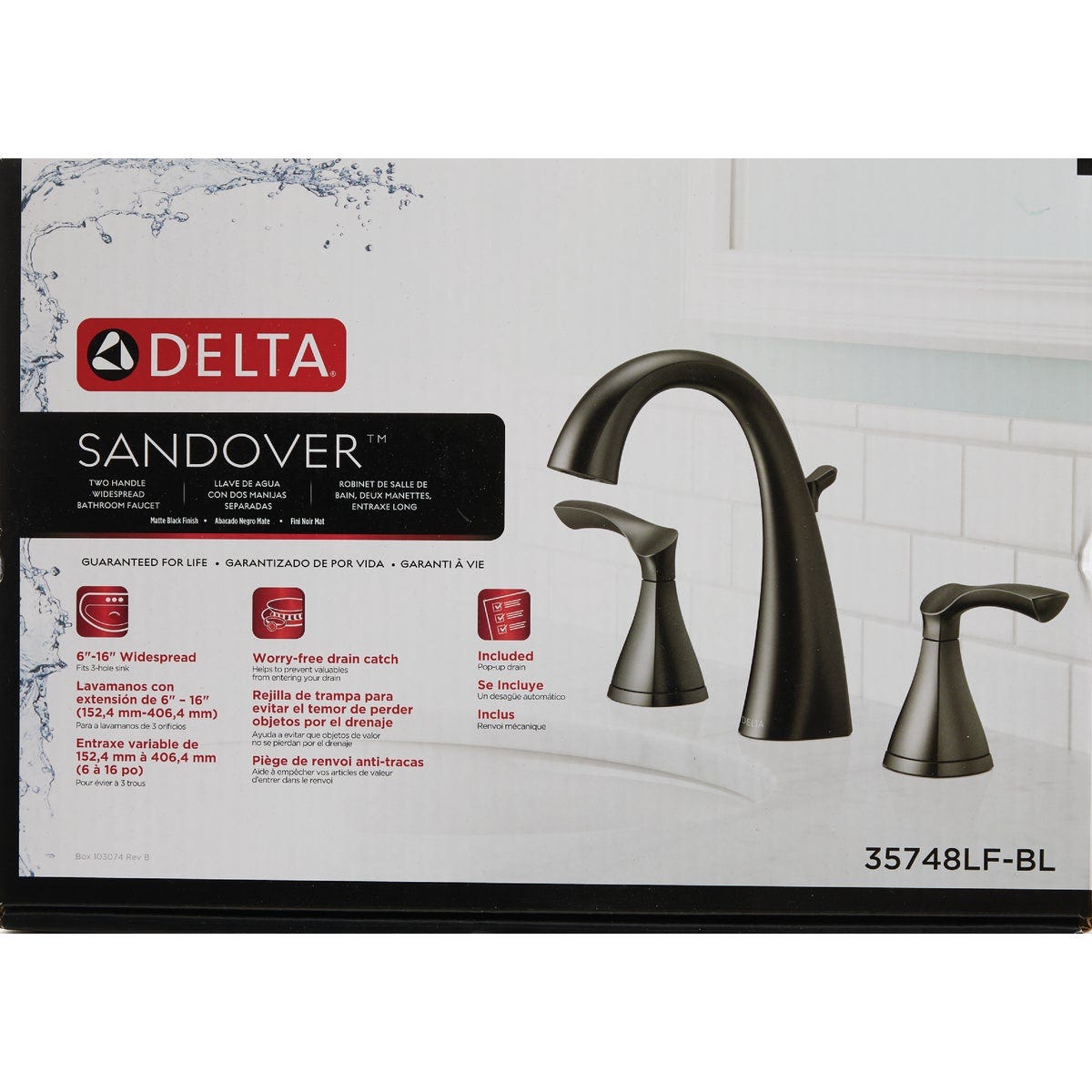 Delta Sandover Matte Black 2-Handle Widespread Bathroom Faucet